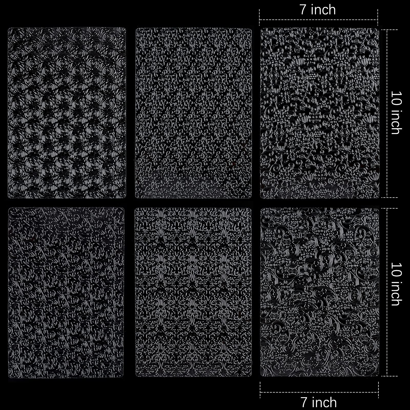 Ocmoiy 6 Pack Fondant Impression Mat  Fondant Mold Set  Embossed Retro Baroque/Paisley/Rose/Diamond/Lace Vine/Floral Vine Pattern Texture Mold for Chocolate Fondant Wedding Cake Decoration