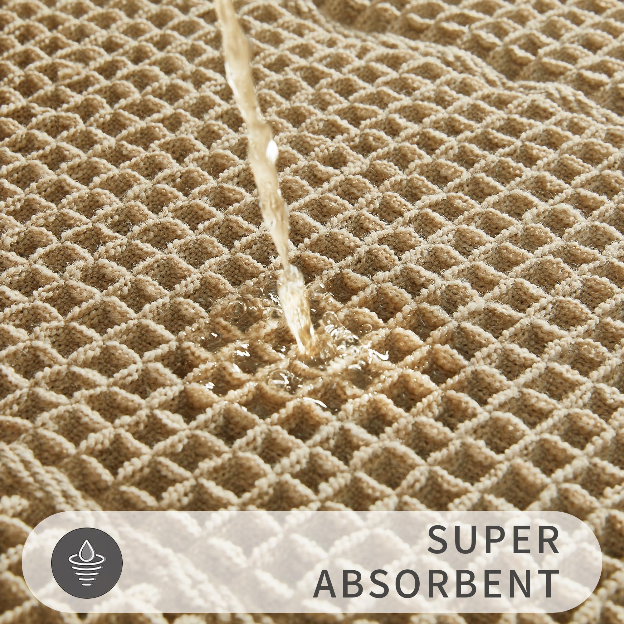 Bululom Bath Mats For Bathroom Non Slip,Waffle Luxury Bath Mat,Machine Washable Bath Mat For Shower,Ultra Soft Bathmat,Brown,19'