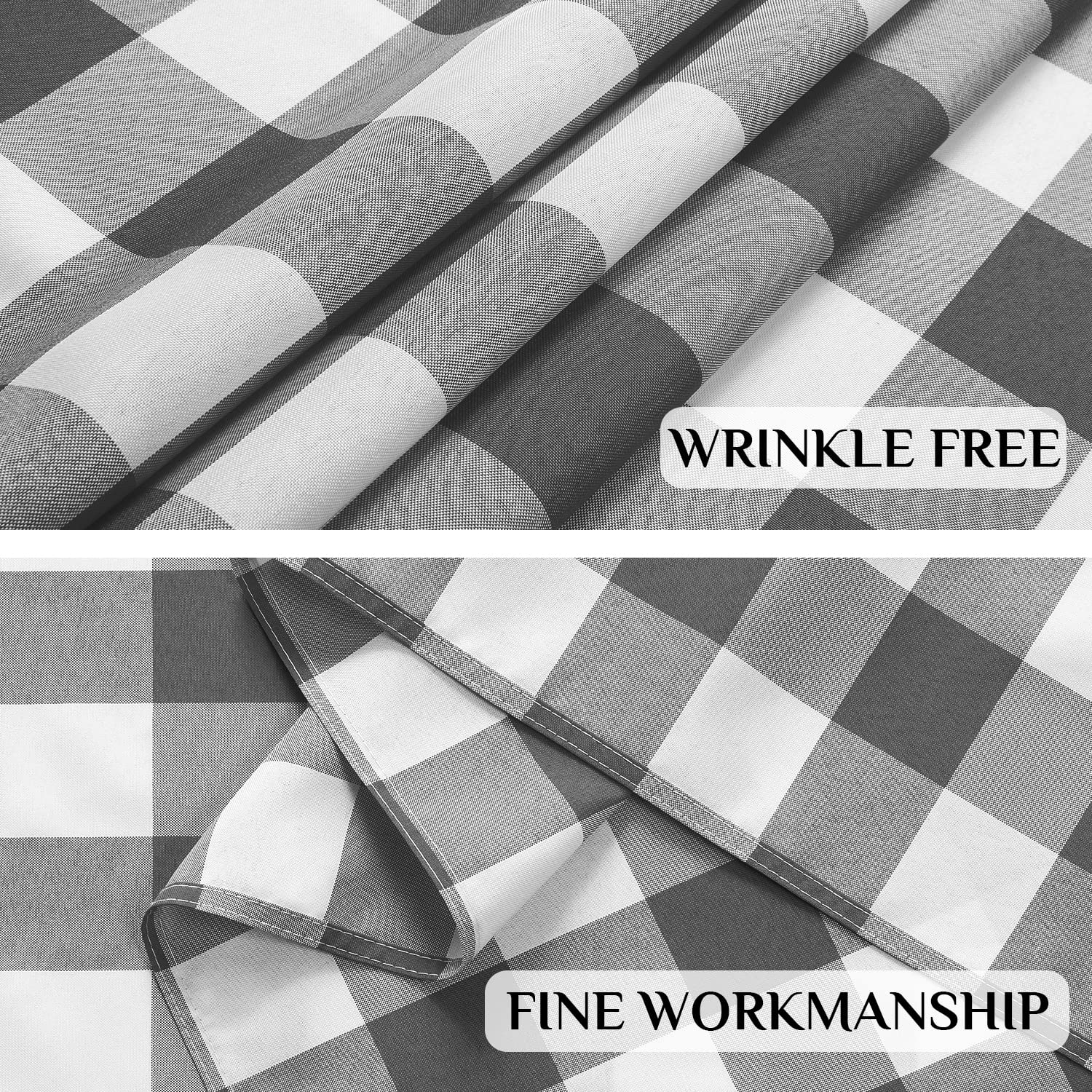 Softalker Gingham Checkered Rectangle Tablecloth - Waterproof Buffalo Plaid Table Cloth Stain Resistant Washable Polyester Table Cover for Holiday/Dining/Party - Grey and White  54 x 78 Inch