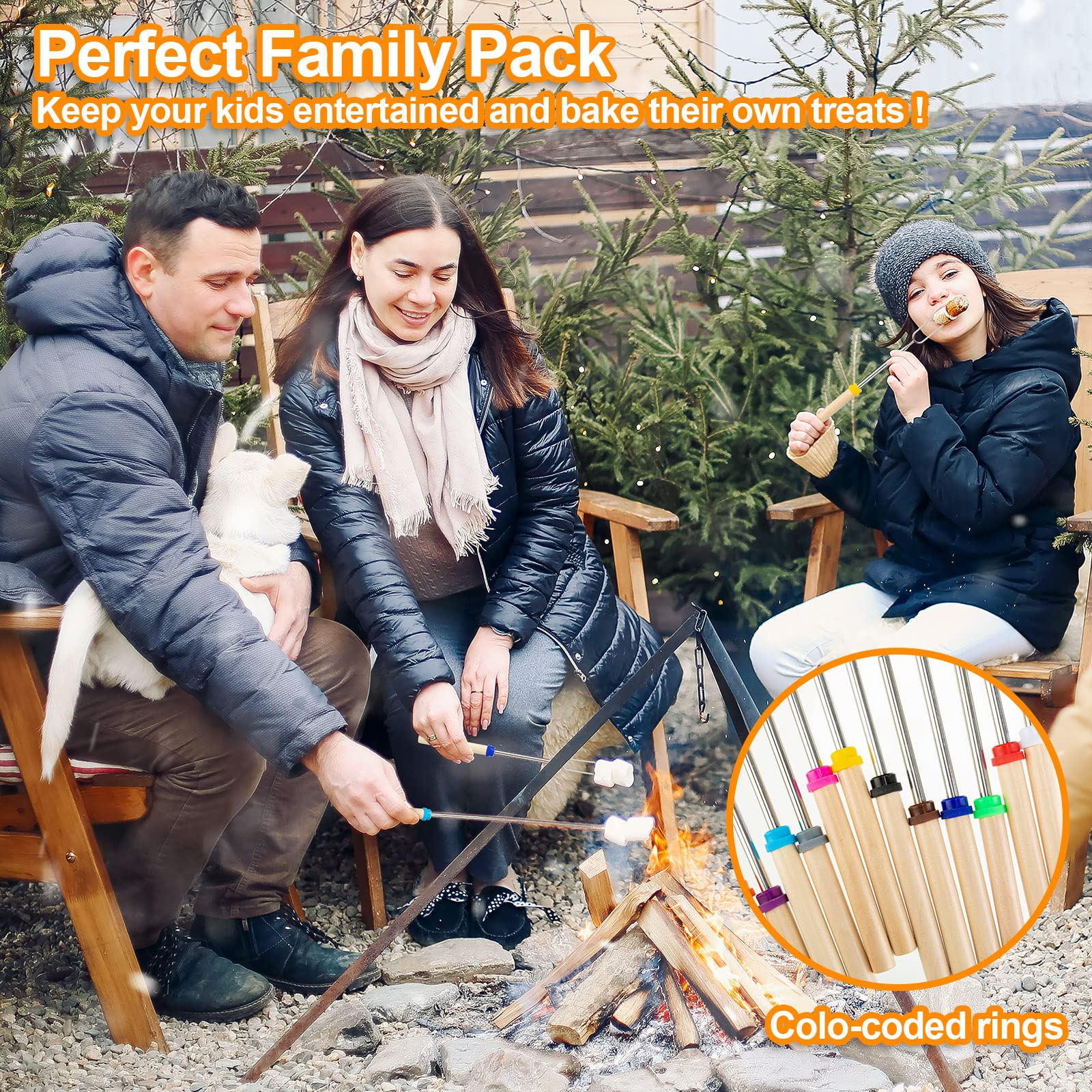 36 Pcs Marshmallow Roasting Sticks Campfire Smores Skewers For Fire Pit 32 Inch Long Extendable Fork Smores Sticks With Wooden H