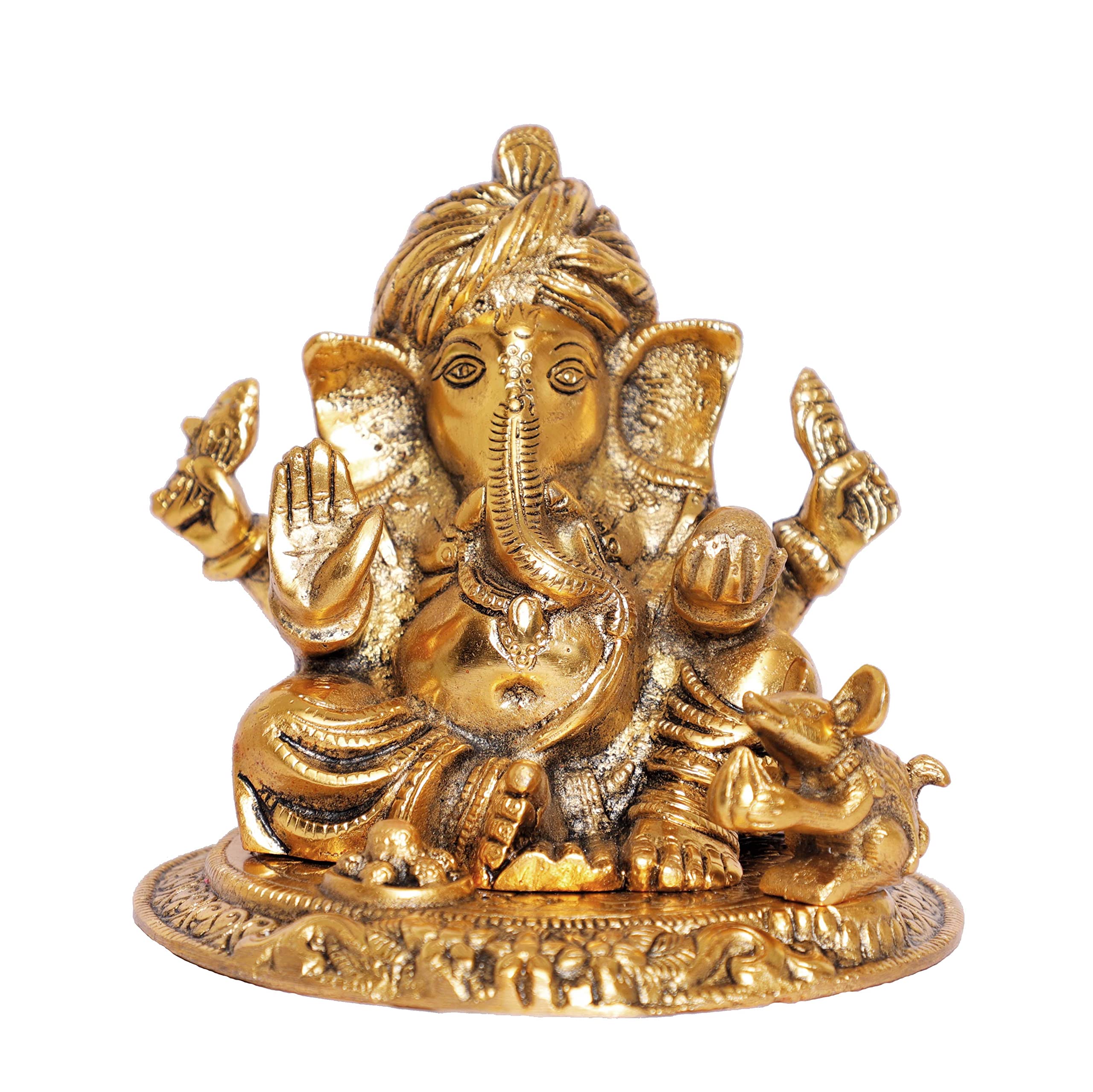 Kridaykraft Metal Ganesha Statue,Ganesh Idol Sculpture Good Luck & Success For Home Pooja,Lord Ganesha Murti For Gift...