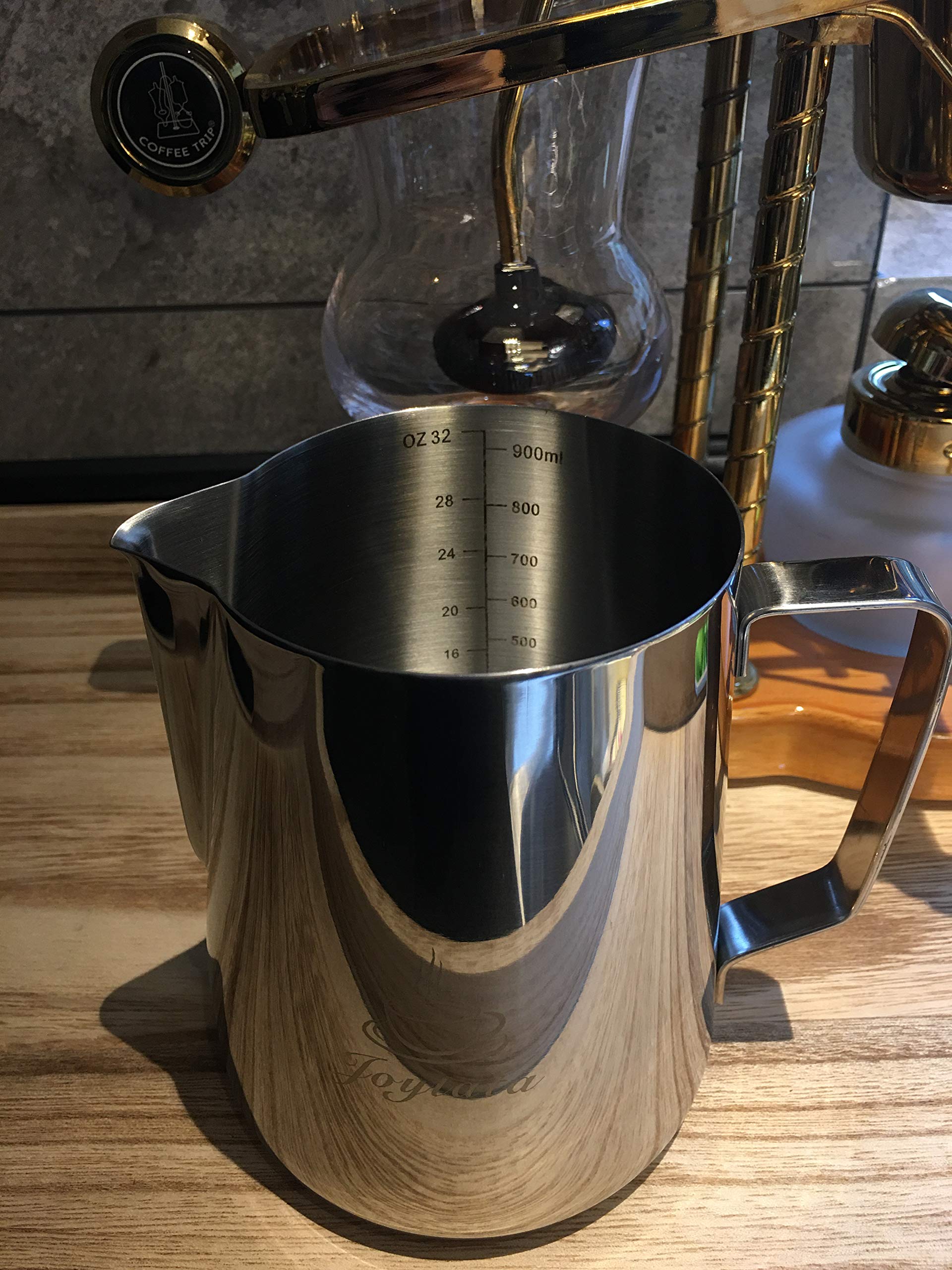 Milk Frothing Pitcher 32Oz Espresso Steaming Pitcher 32Oz Stainless Steel Coffee Pitcher Latte Art Barista Milk Pitcher 900Ml Mi
