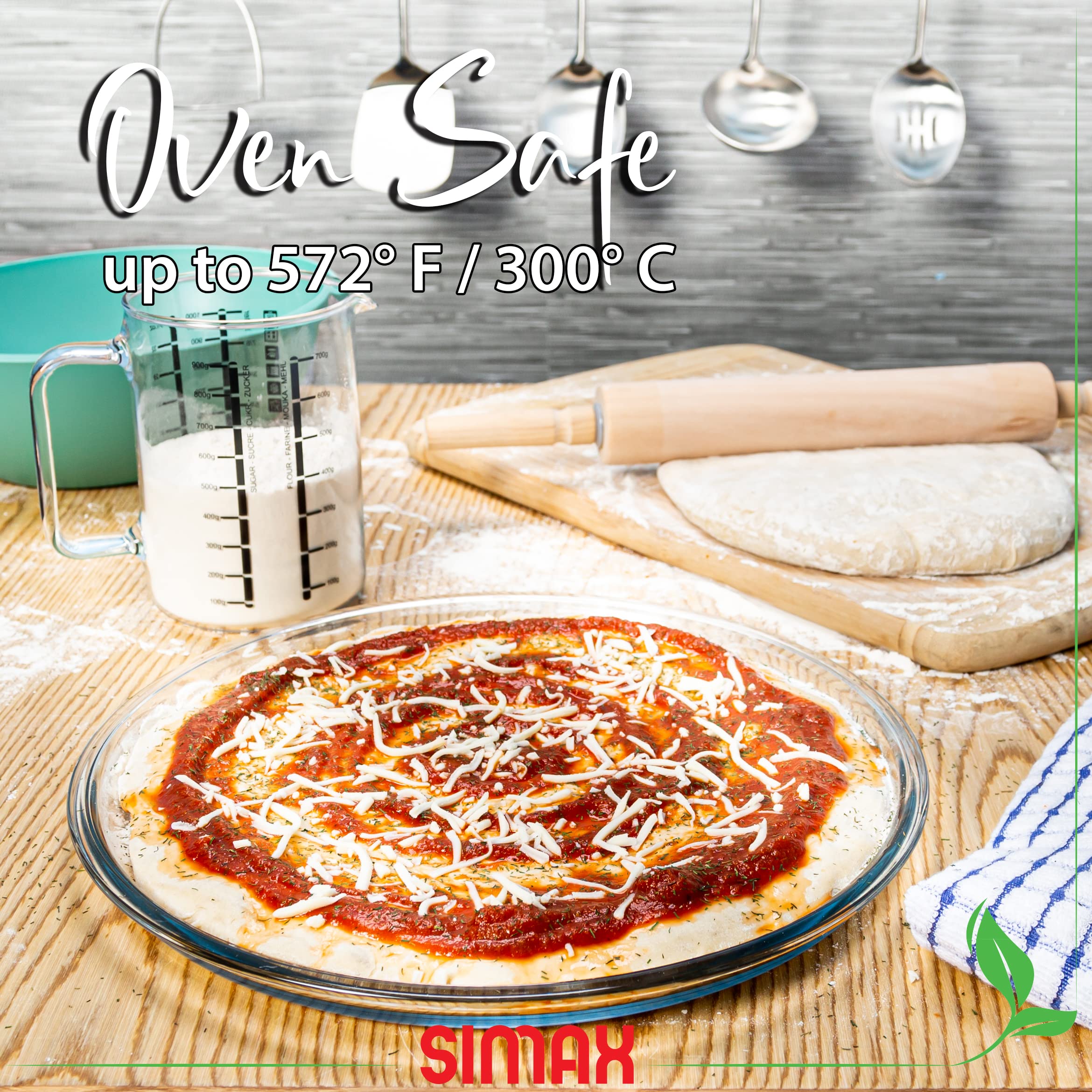 Simax Glass Pizza Pan For Oven, Borosilicate Glass Pizza Tray For Oven, 12.5 Inch Pizza Pans, Pizza Plates, Pizza Tray Oven Pan,
