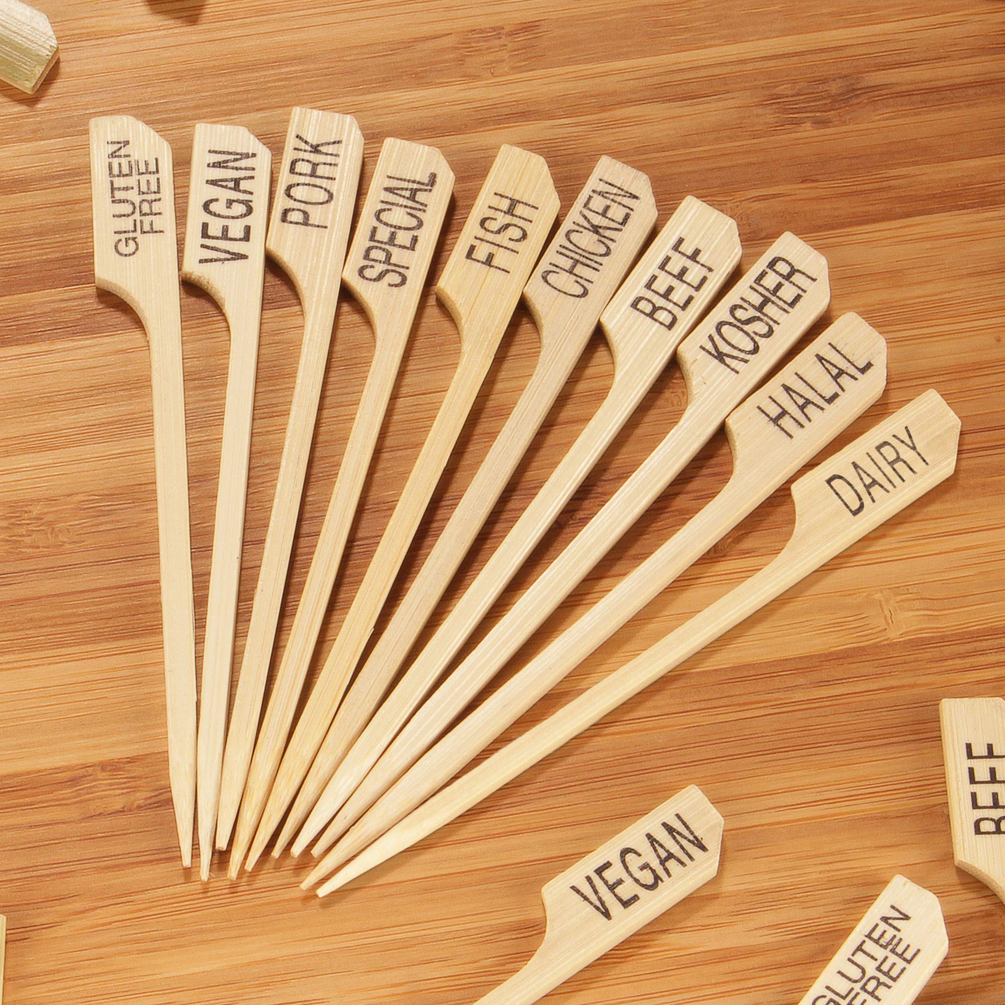 Bamboomn - Chicken Meat Marker Bamboo Paddle Pick - 3.5'' (8.9Cm) - 300 Pieces