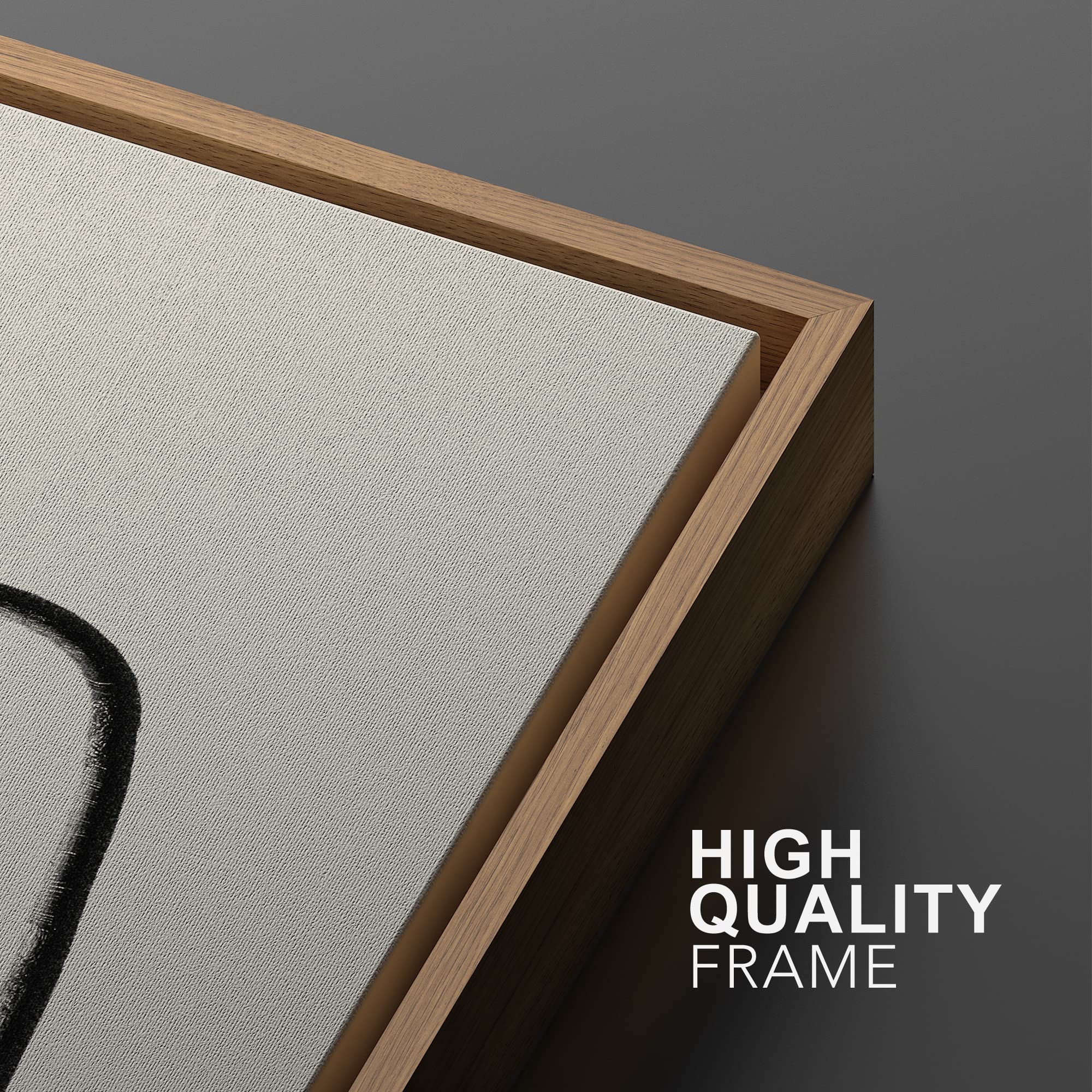 SIGNWIN Framed Wall Art Print Set Black Lines Over Tan Plain Background Abstract Swirly Cozy Neutral Modern Art Mid-Century Modern Expressive for Living Room  Bedroom  Office - 16''x24''x2 Panels