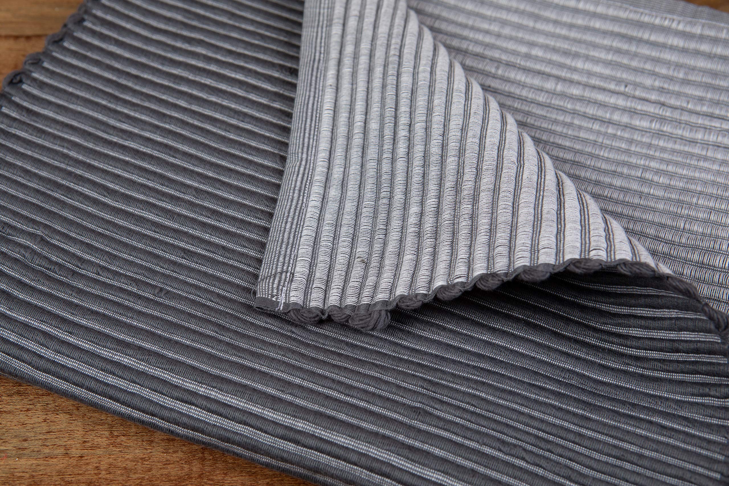 Sticky Toffee Table Runner Cotton Farmhouse Boho 14 in x 72 in  Table D?cor for Kitchen or Dining  Gray Cloth Woven Ribbed Table Runners  Oeko-Tex Cotton