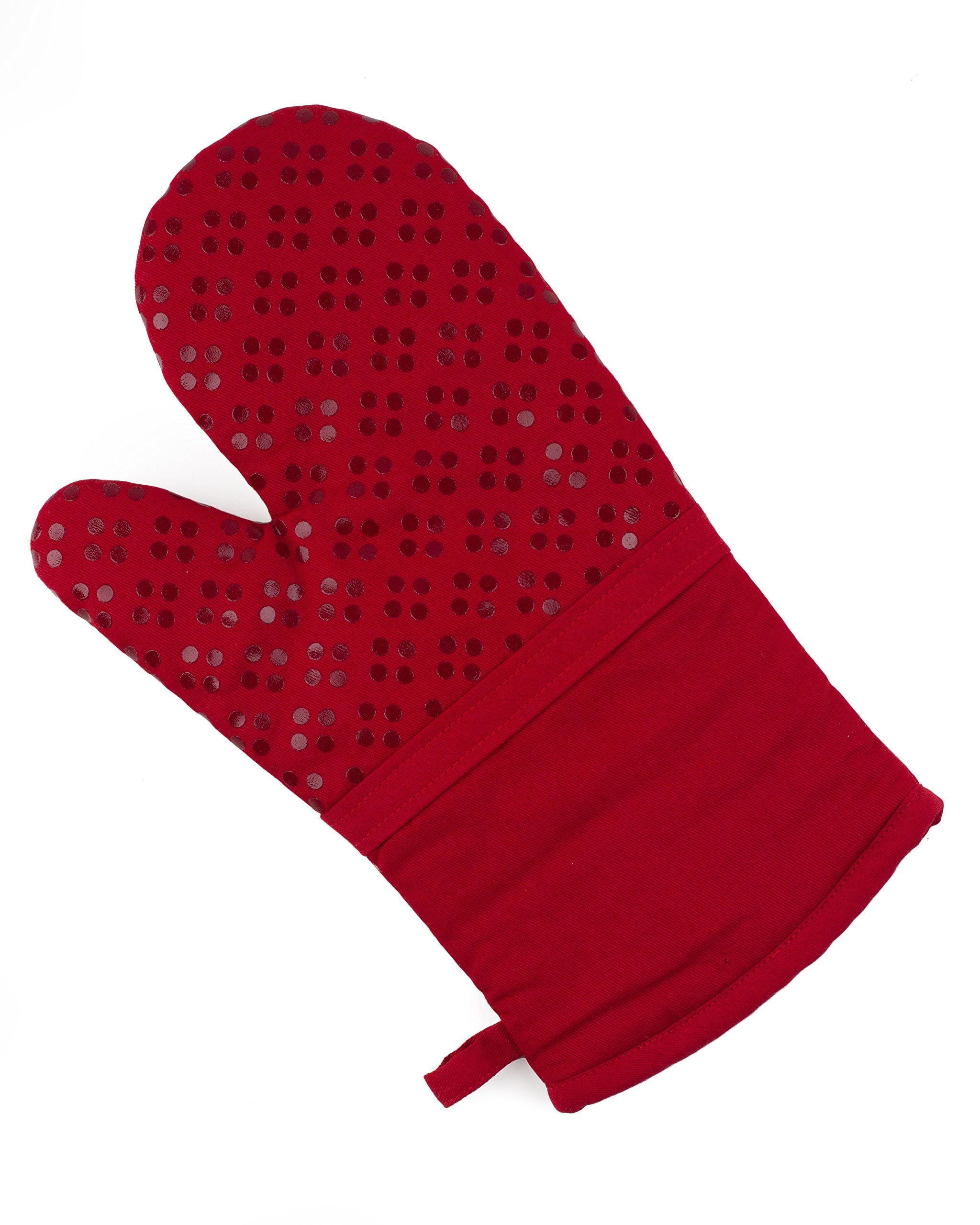 Sticky Toffee Oven Mitt And Pot Holders Set Of 3, Non-Slip Silicone Kitchen Hot Pads And Oven Mitts Set, Oeko-Tex 100% Cotton Sh