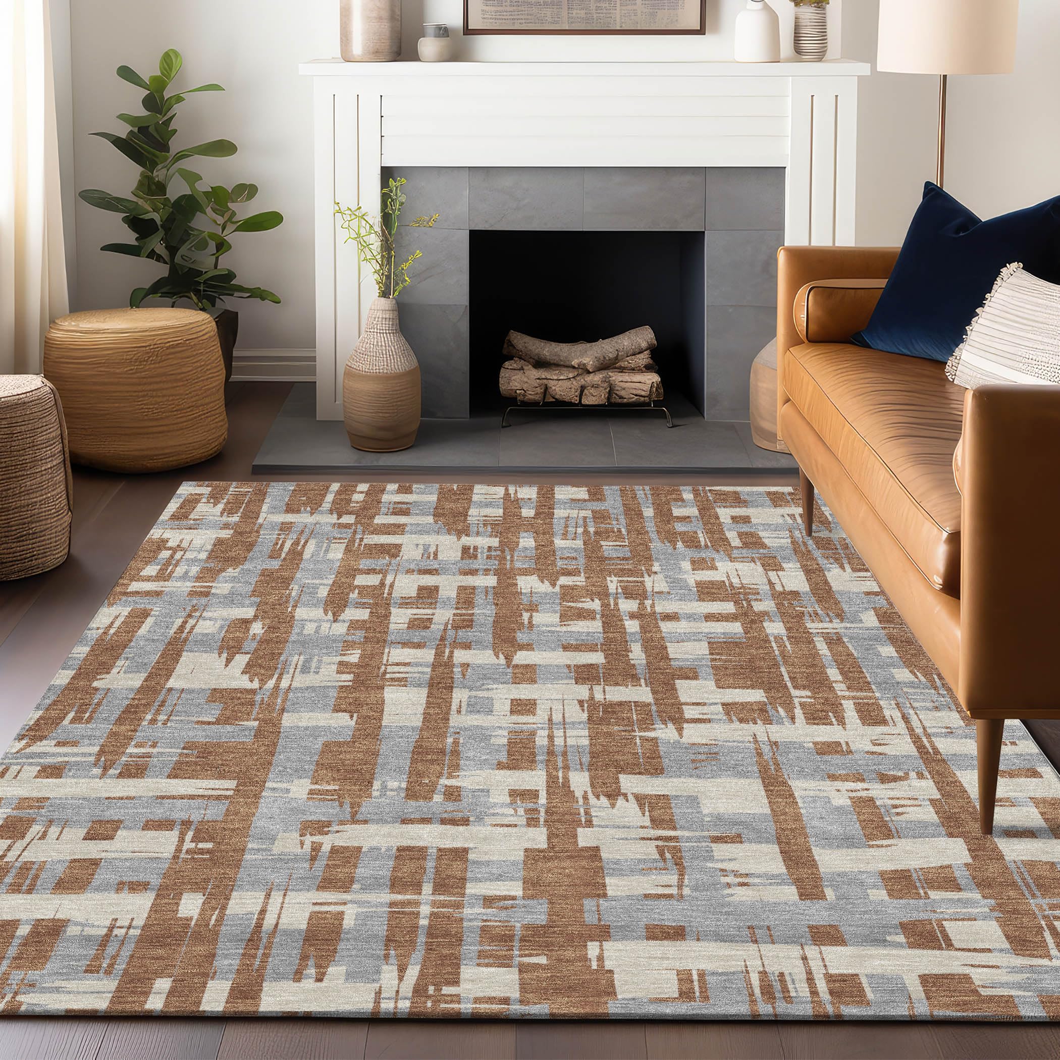 Machine Washable Indoor/Outdoor Chantille Paprika 10 x 14 Rug