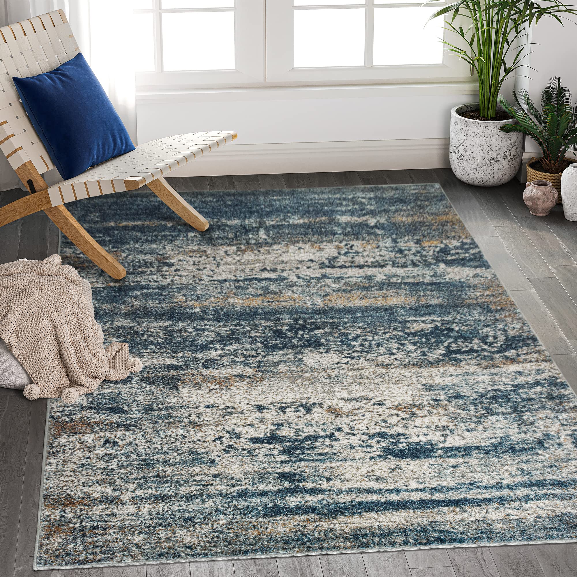 Art&Tuft Washable Rug, Anti-Slip Backing Abstract Area Rug 6x9, Stain Resistant Rugs for Living Room, Foldable Machine Washable 