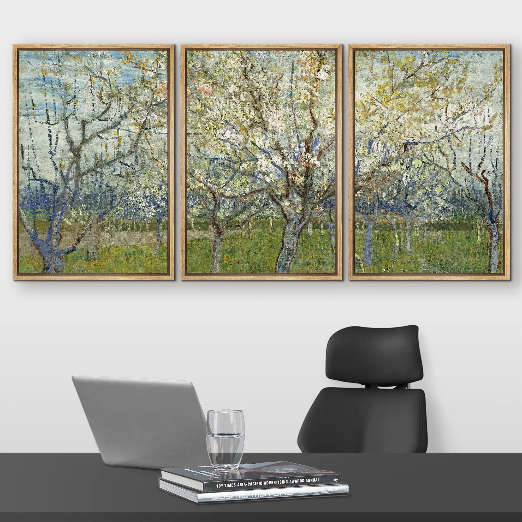 Wall26 Framed Canvas Print Wall Art Set The Pink Orchard Vincent Van Gogh Classical Illustrations Fine Art Decorative Historic F