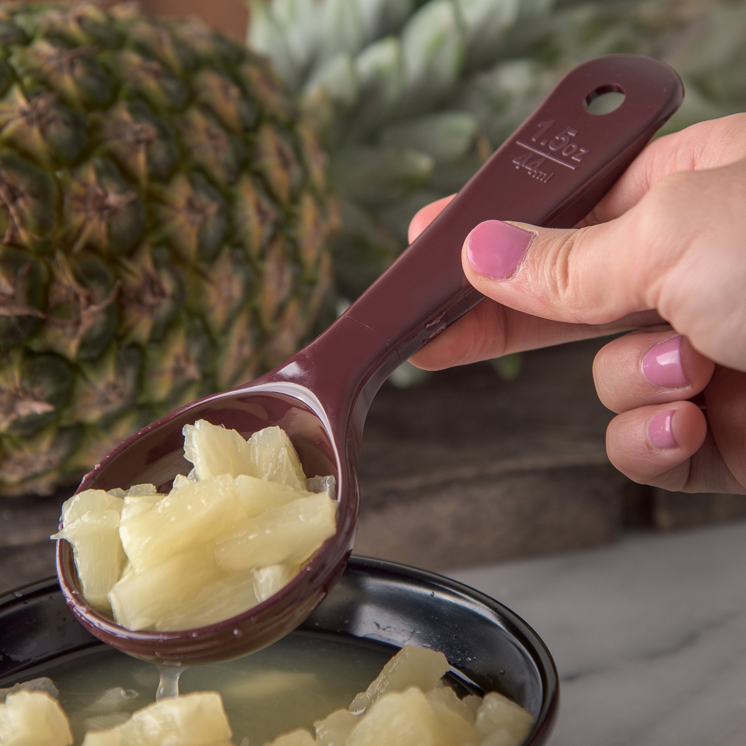 Carlisle Foodservice Products 496101 Perforated Short Handle Portion Control Spoon, 1.5 Oz, Reddish Brown