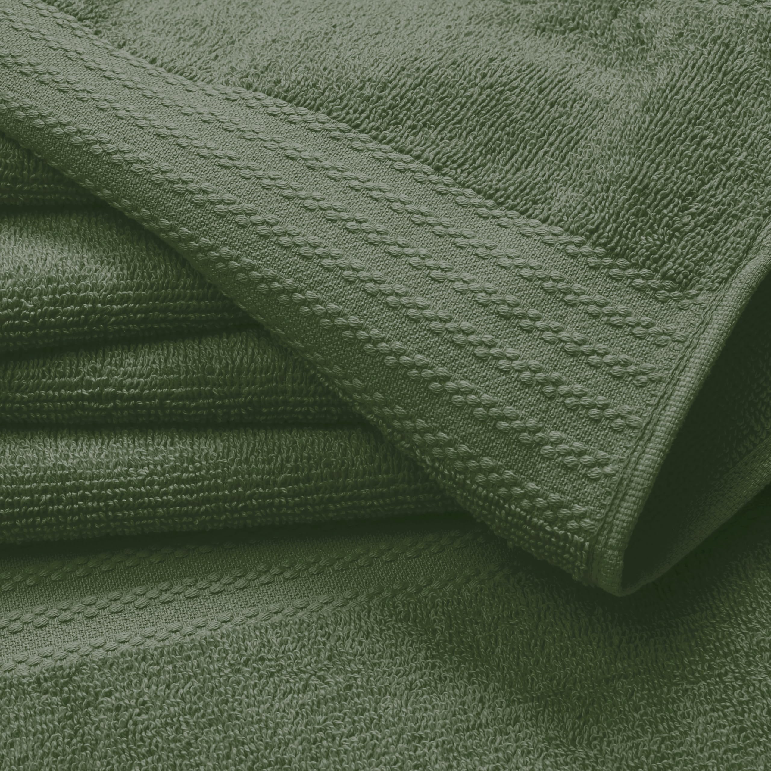 GLAMBURG Ultra Soft 8-Piece Towel Set - 100% Pure Ring spun Cotton  Contains 2 Oversized Bath Towels 27x54  2 Hand Towels 16x28  4 Wash Cloths 13x13 - Ideal for Everyday use  Hotel & Spa - Olive Green