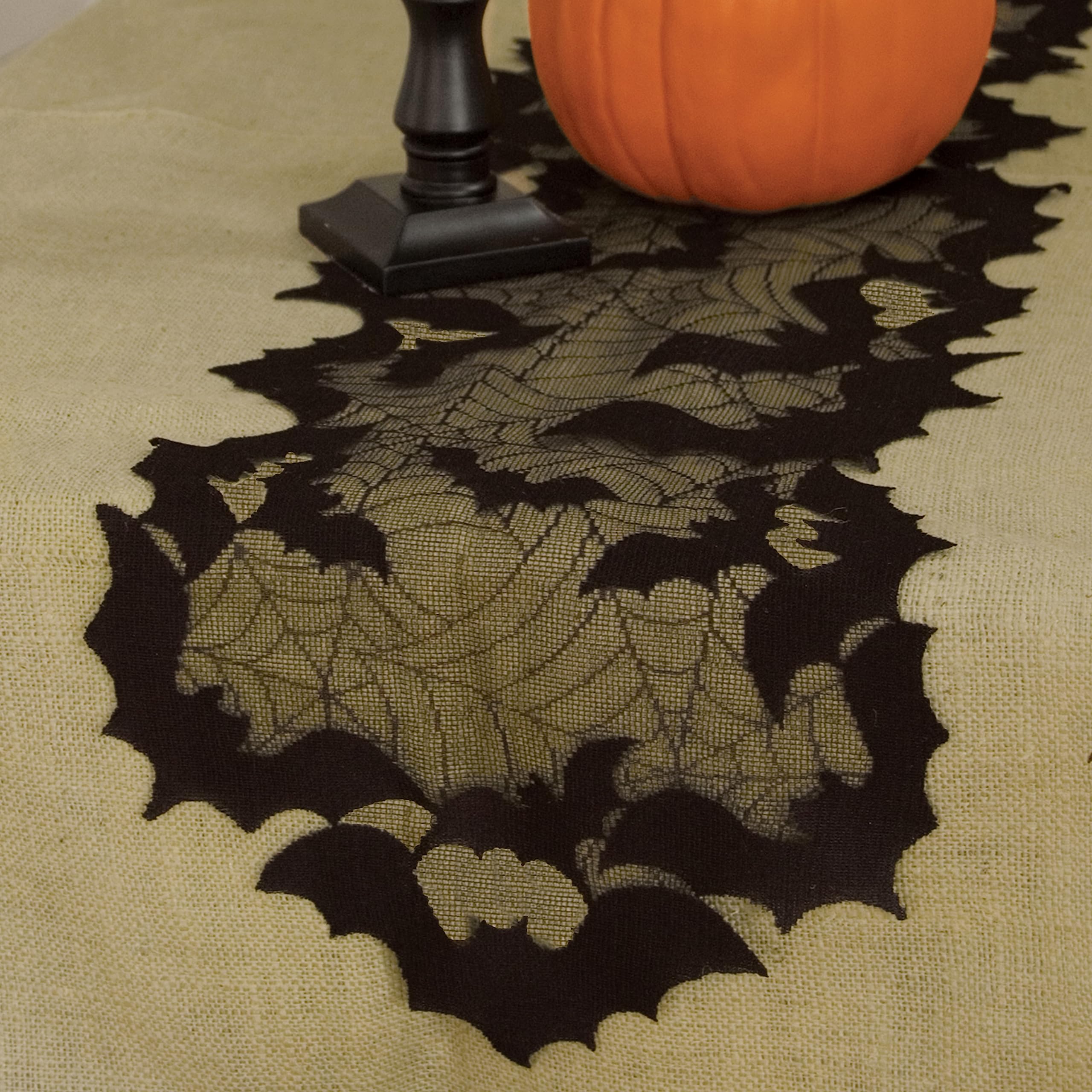 Heritage Lace Going Batty 14-Inch By 48-Inch Runner, Black