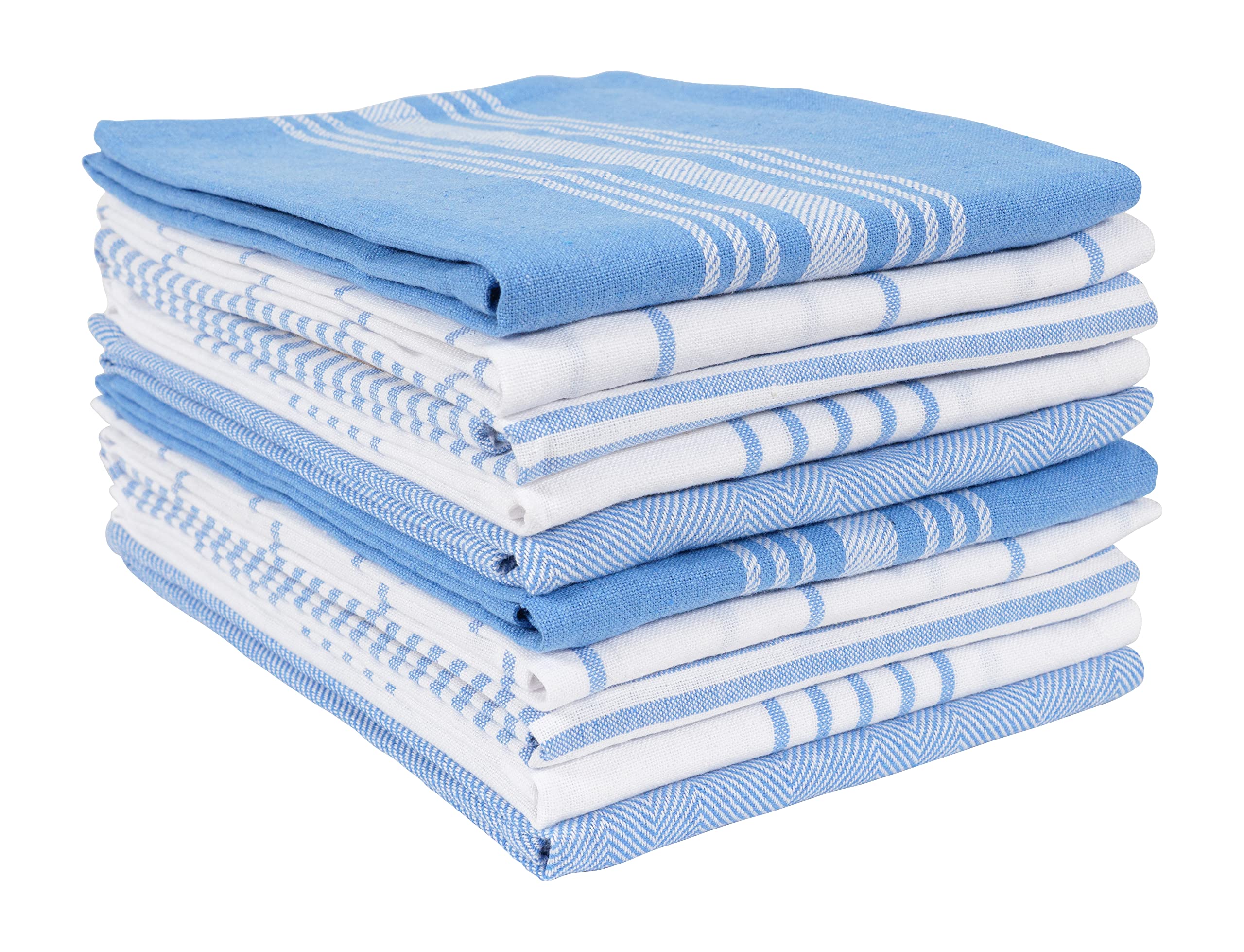 Kaf Home Soho Kitchen Dish Towel Set Of 10 | 18 X 28 Inch Tea Towels | Soft And Absorbent Mixed Set Of Flat Towels (French Blue)