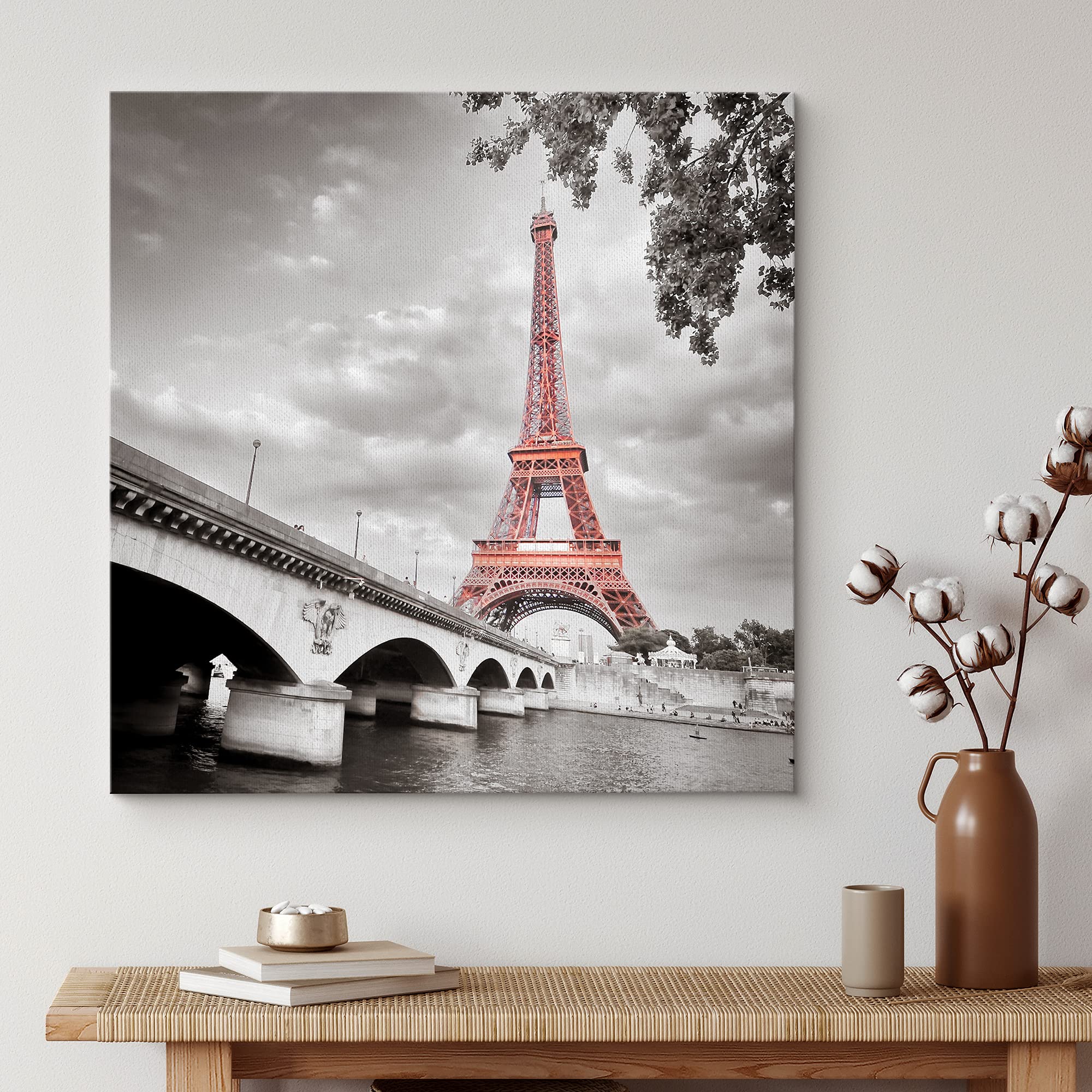 Wall26 Canvas Print Wall Art Pop Of Color Red Eiffel Tower In Paris Architecture & Maps Cities Photography Realism Chic Scenic R