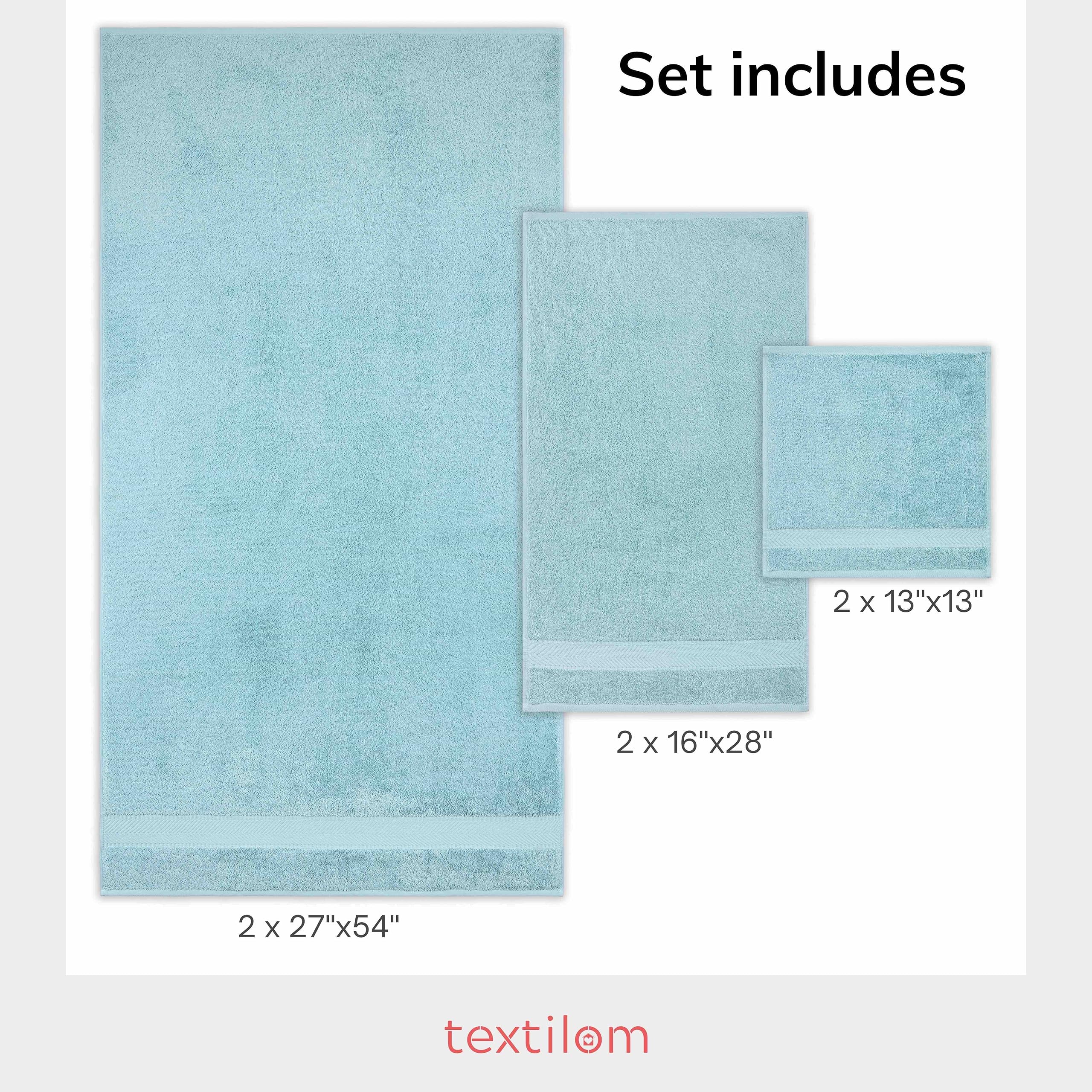 Textilom 100% Turkish Cotton 6 Pcs Bath Towel Set, Luxury Bath Towels For Bathroom, Soft & Absorbent Bathroom Towels Set (2 Bath