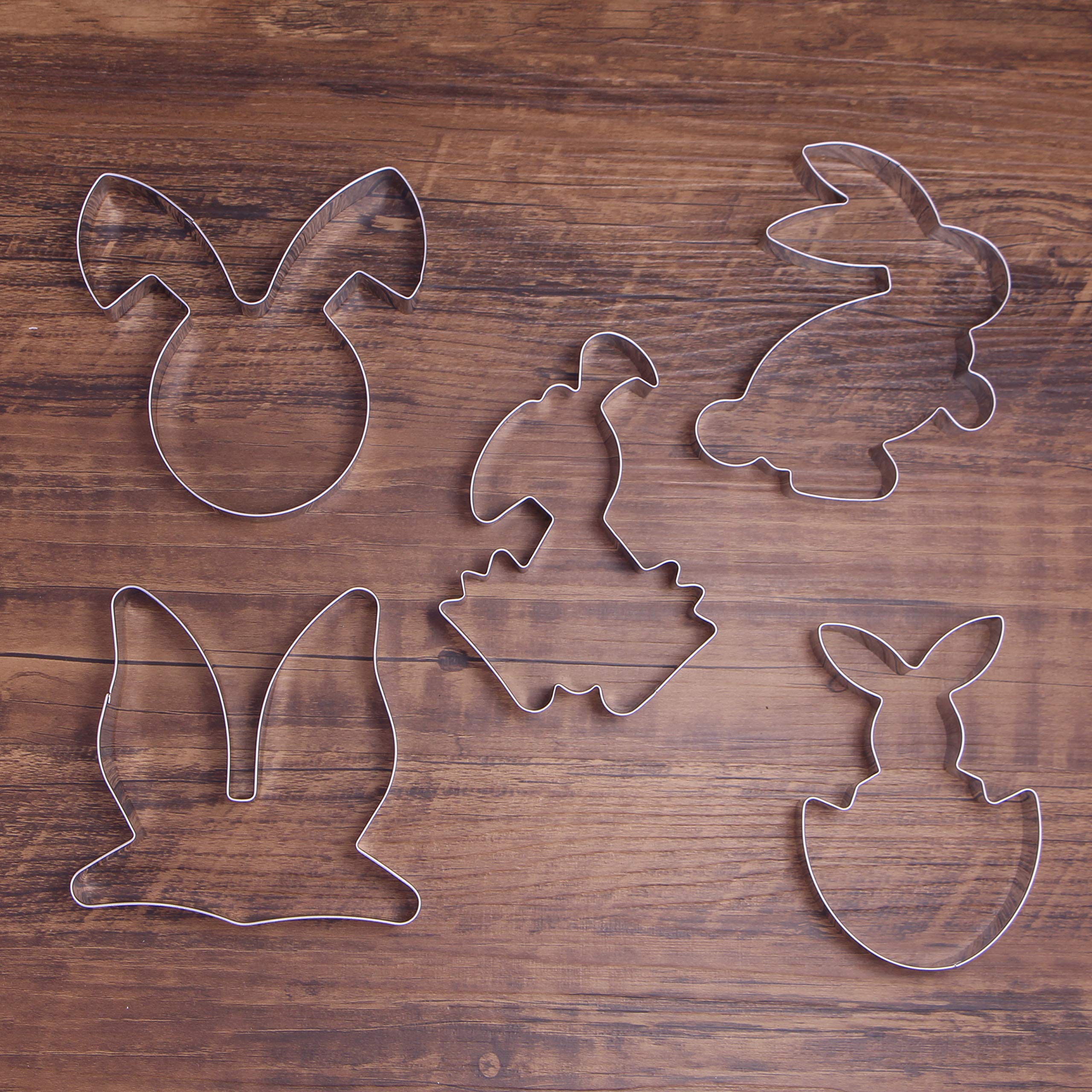 Easter Bunny Rabbit Cookie Cutter Set - 5 Piece - Stainless Steel