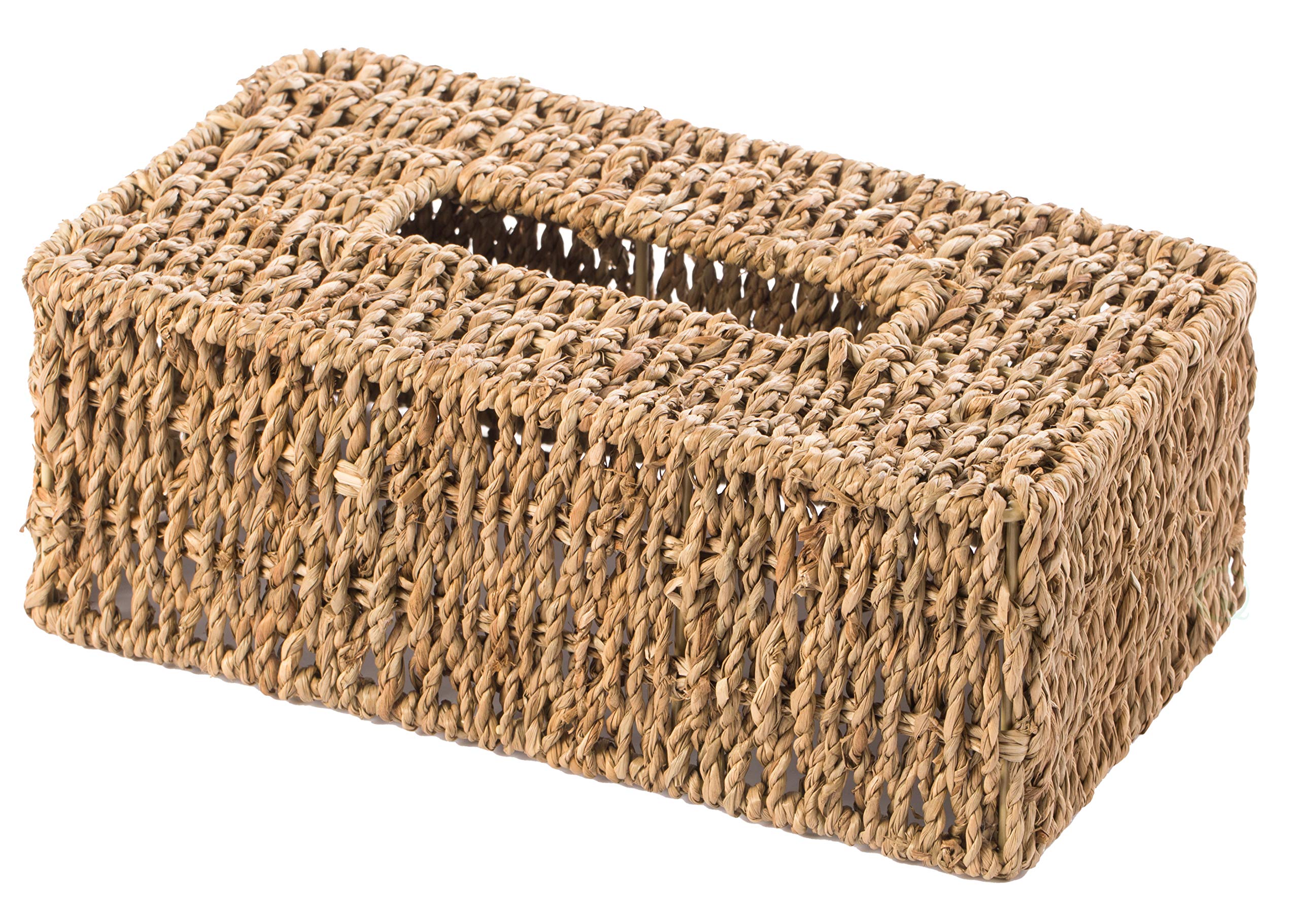 Vintiquewise Natural Woven Seagrass Wicker Rectangular Tissue Box Cover Holder