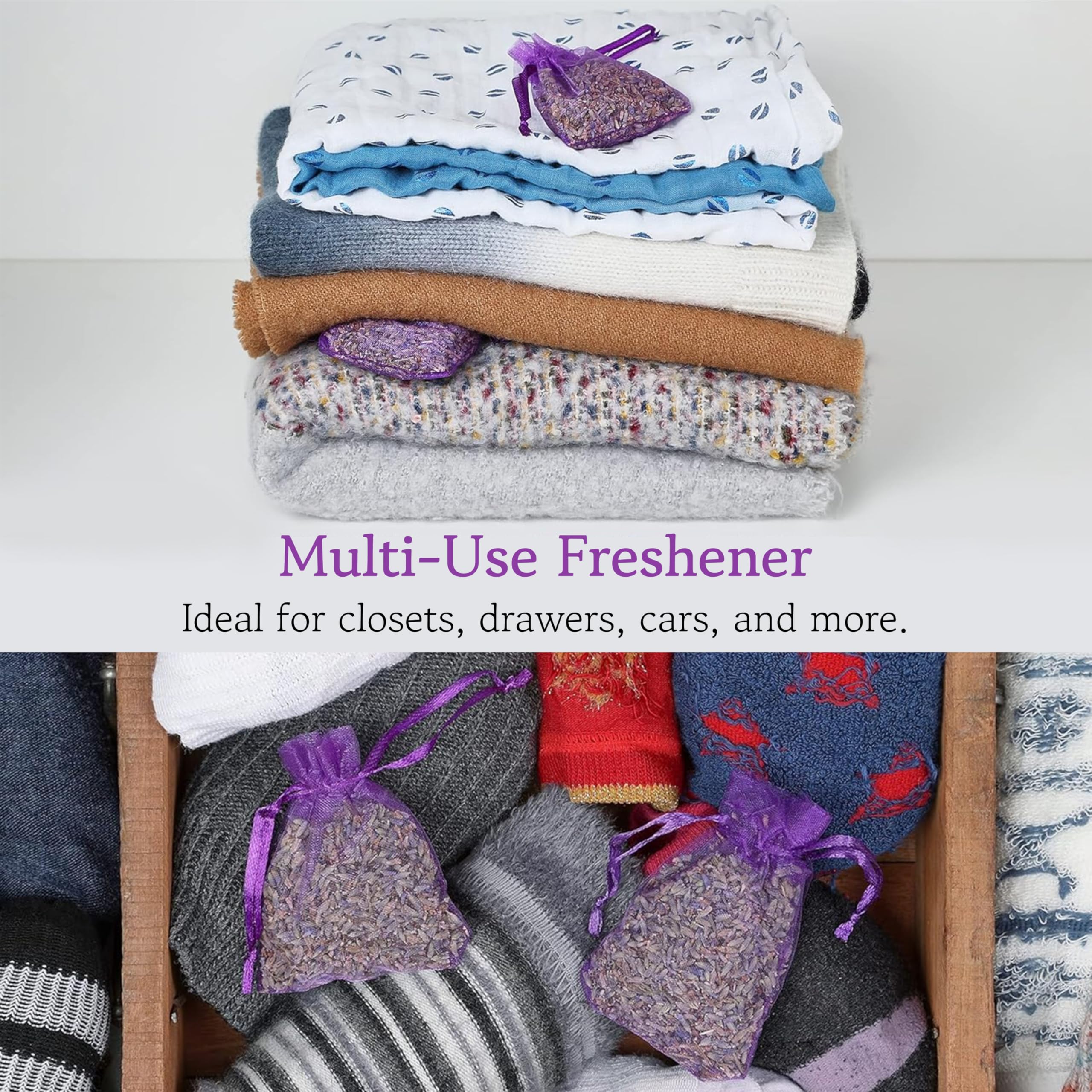 Lavender Sachets for Drawers and closets: 20 Lavender Bags with Dried Lavender Flowers - closet Freshener  closet Scent - Lavender Sachet Bags Lavodia
