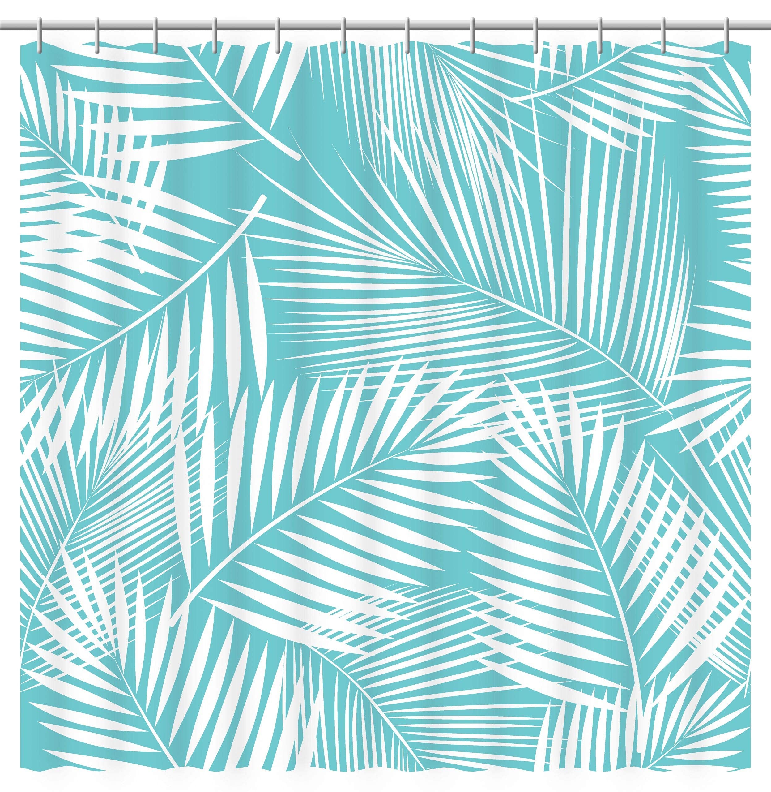 Fourth Shore Palm Leaf Shower Curtain. Teal Palm Leaf Pattern Will Bring An Air Of Tropical Beachyness To Your Master, Guest, Be