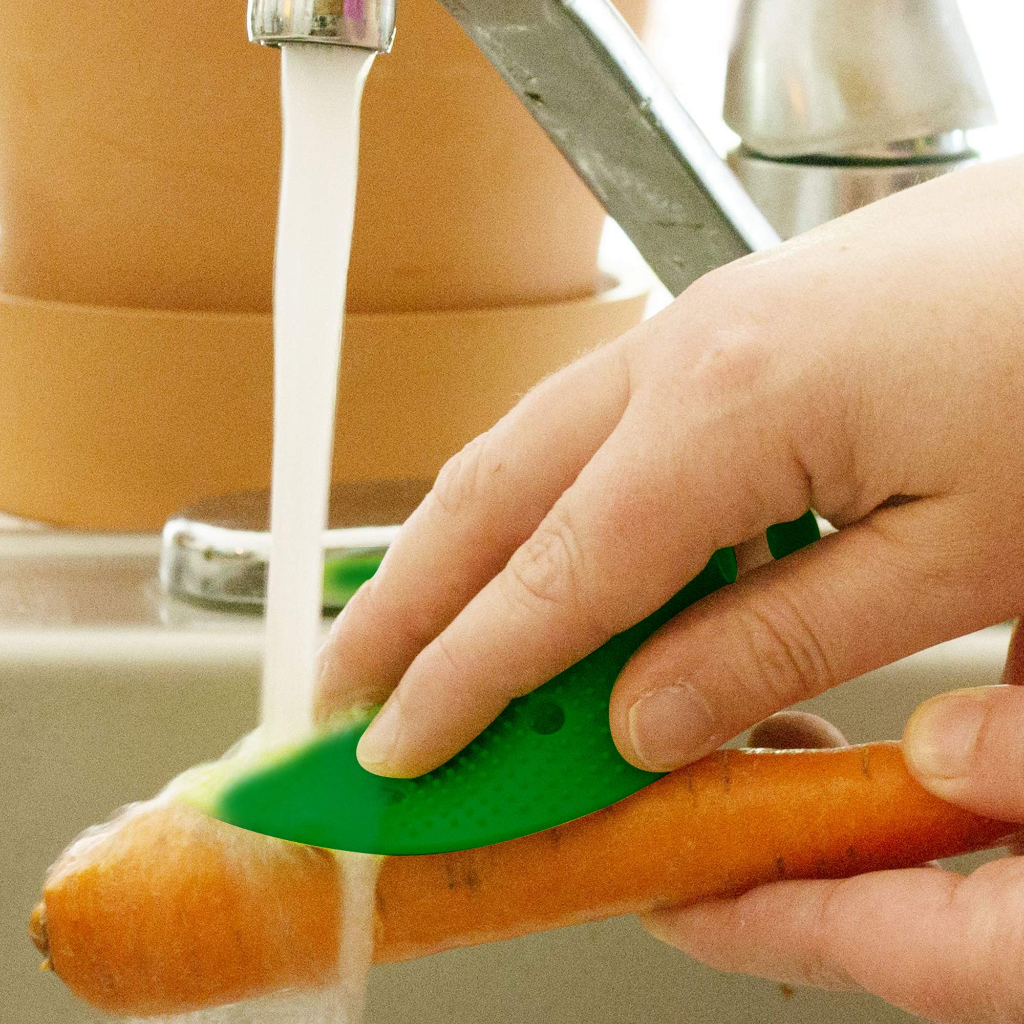 Vegetable Scrubber Brush : Double Sided Fruit And Vegetable Scrubber - Multi Use: Potato Scrubber - Carrot Brush - Trivet - Jar