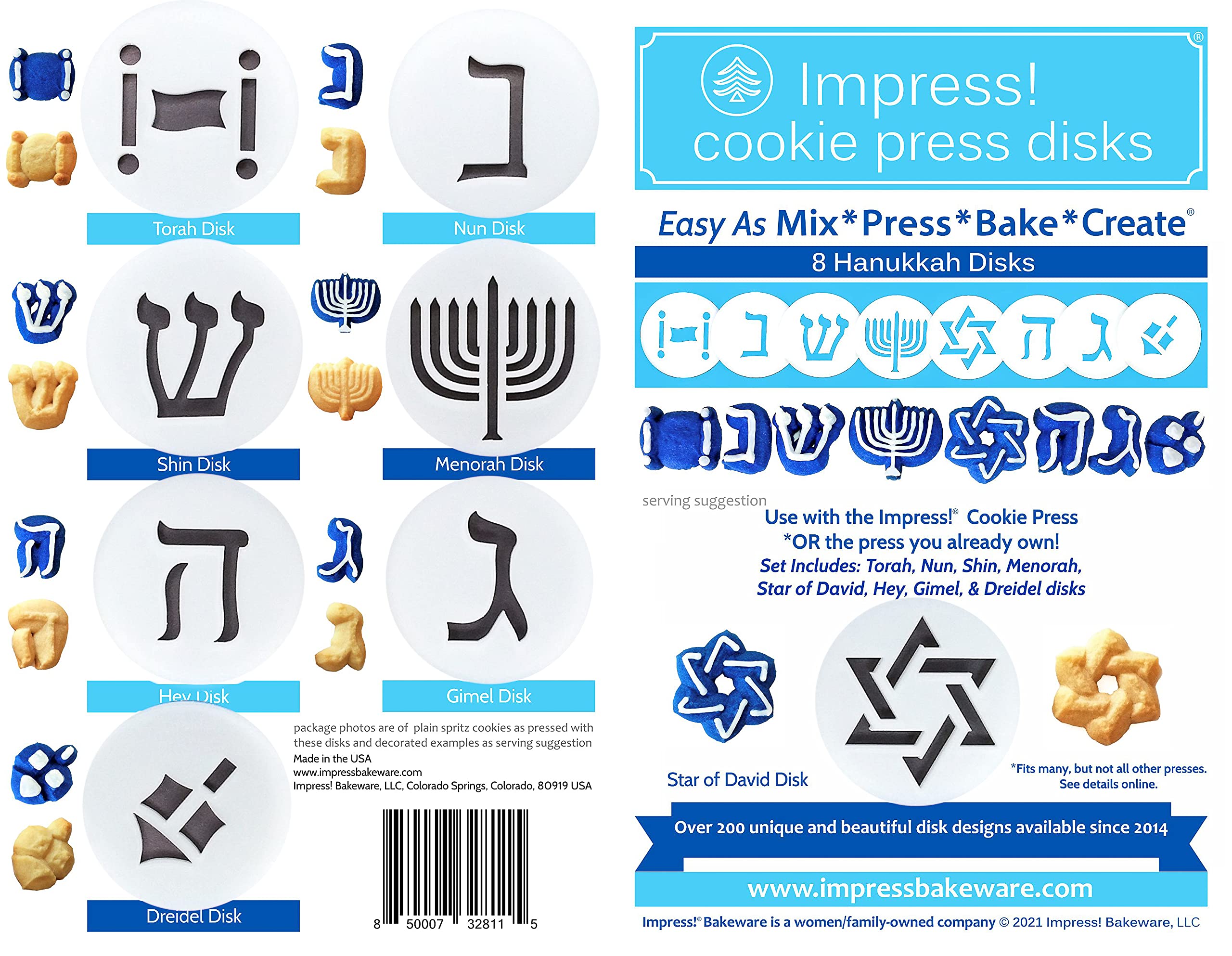 Hanukkah 8 Disk Set for Cookie Presses