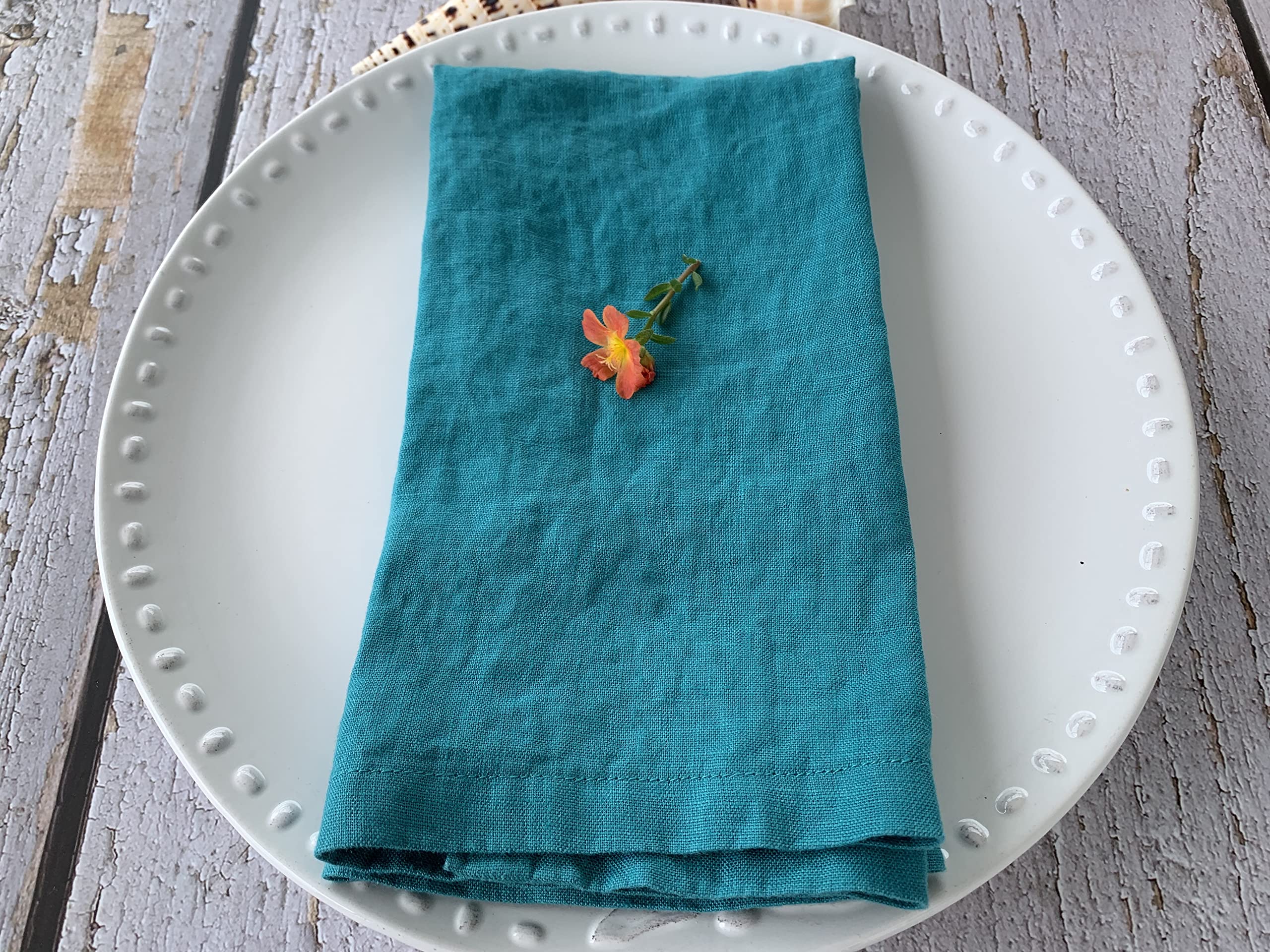 Linen Napkins -100% French Flax - Stonewashed Pure Linen Cloth Napkins - Size 18 Inch X 18 Inch - Set Of 4, Tropics (Tropical Te