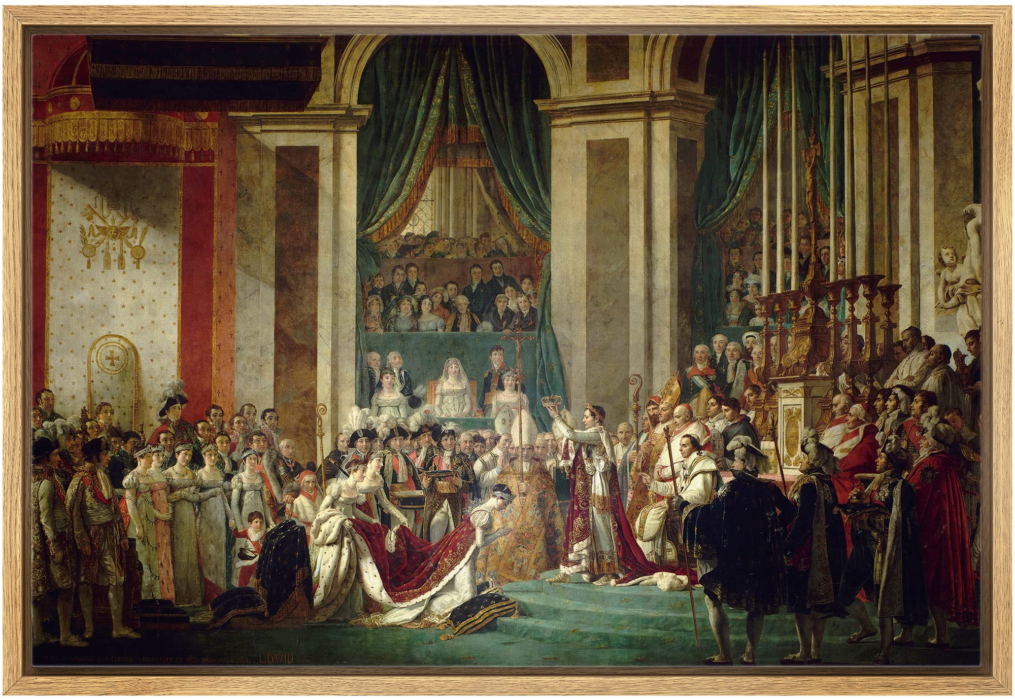 Wall26 - Framed Canvas Wll Art - The Coronation Of Napoleon By Jacques-Louis David - Famous Painting Reproduction Giclee Printed