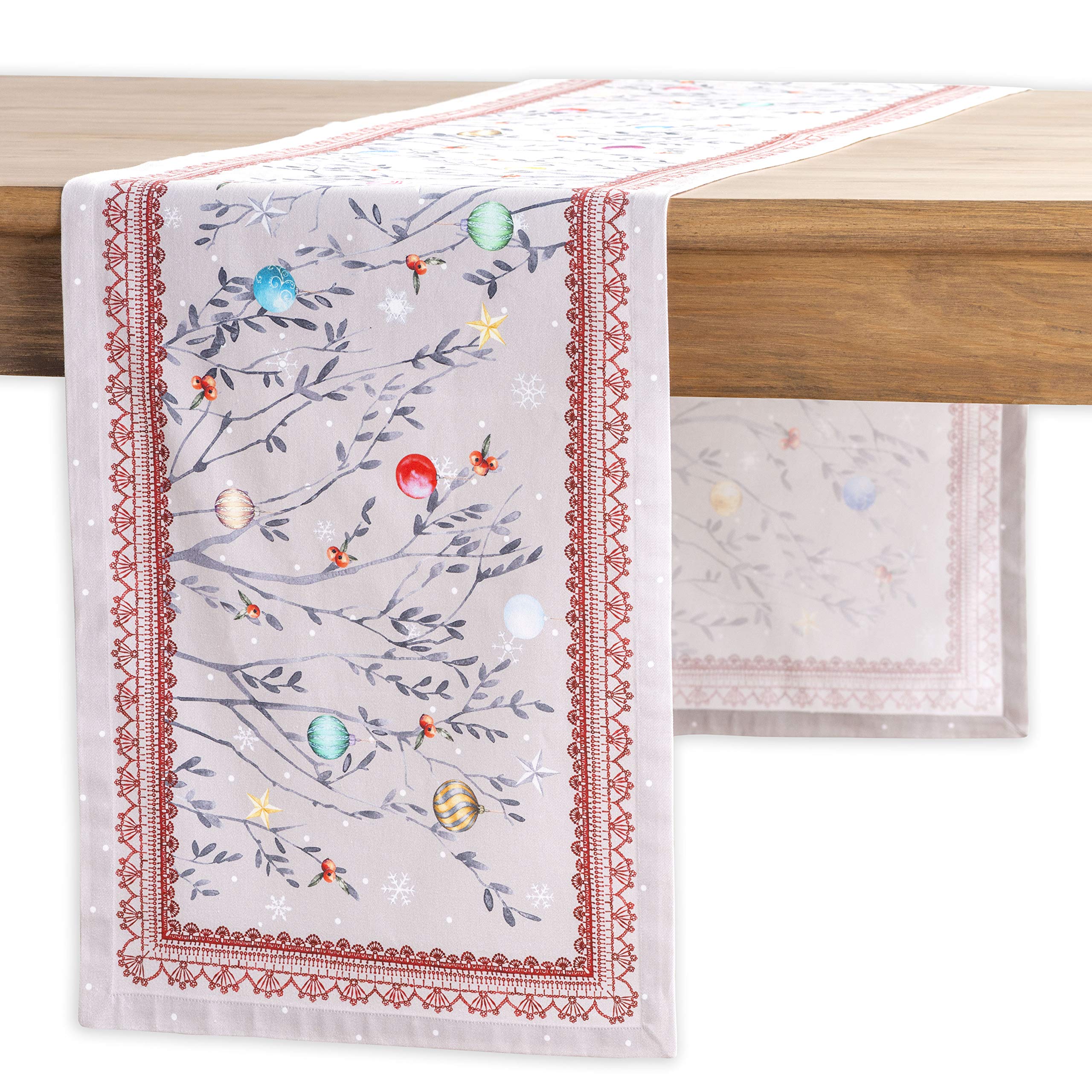 Maison D' Hermine Tablerunners 100% Cotton Decorative Tablerunner Table Cover, Holiday, Dinner & Dining, Fairy Christmas (Single
