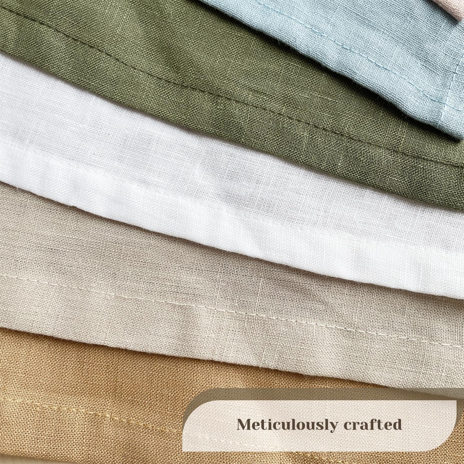 Derf Home 100% Pure Linen Embroidered Napkins Set Of 4-18X18 Inches, Elegant Table Linens For Dining, Soft & Durable, Machine Wa