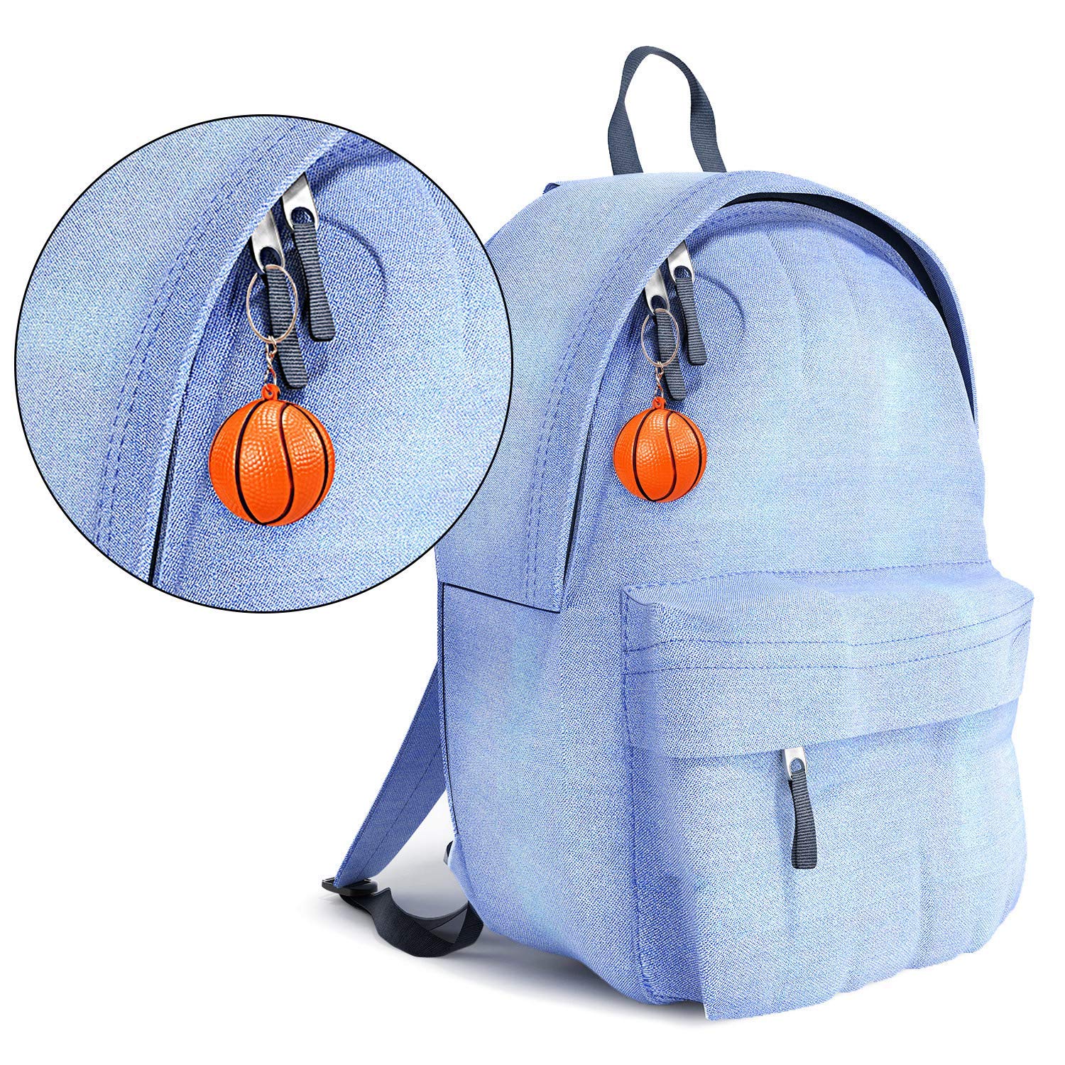 Blulu 20 Pack Orange Basketball Keychains For Party Favors, School Carnival Reward, Party Bag Gift Fillers (Basketball Keychains