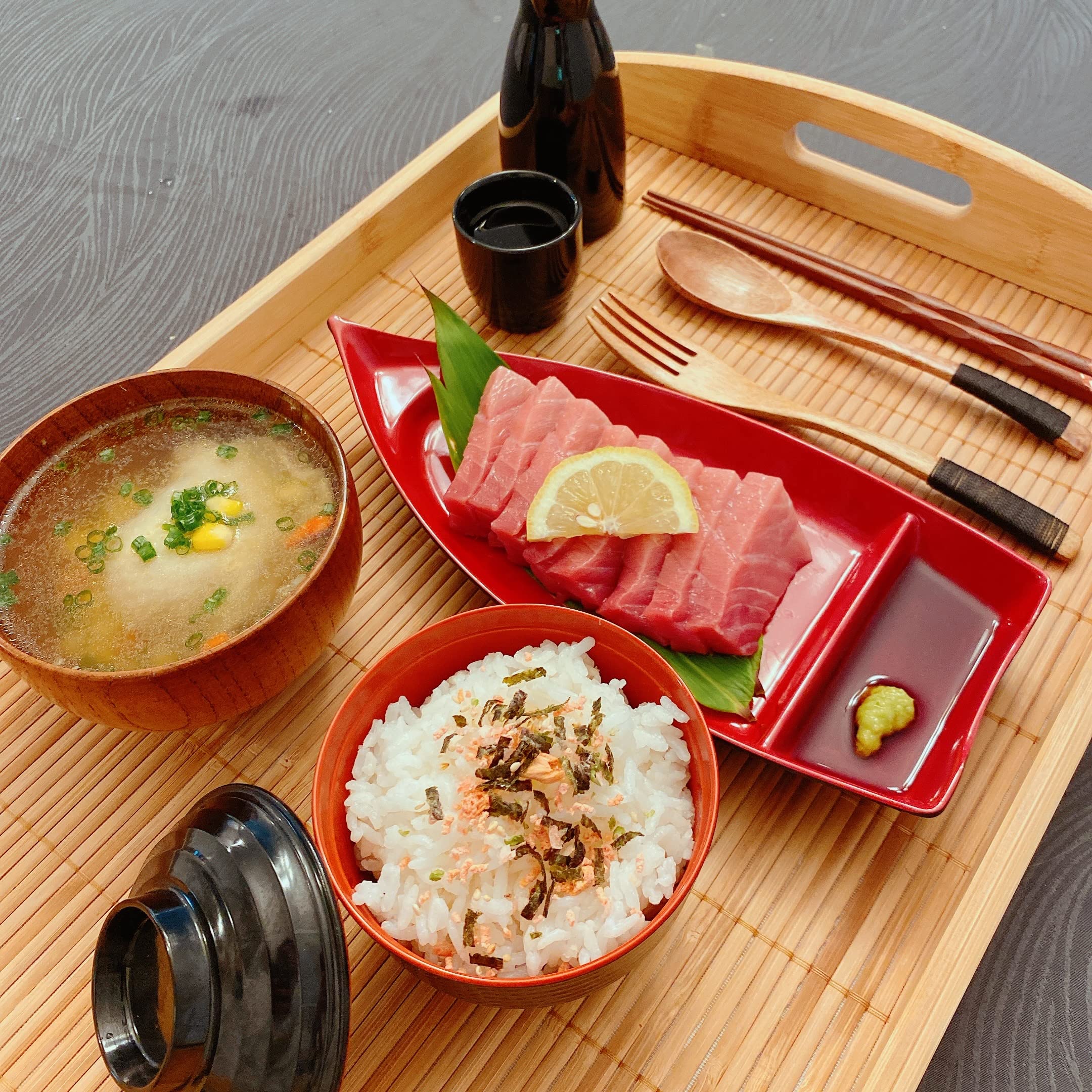 Japanbargain , Large Bamboo Tray With Handle For Tea Lunch Dinner Butler Serving Tray Shelf Tray, 20 X 13''