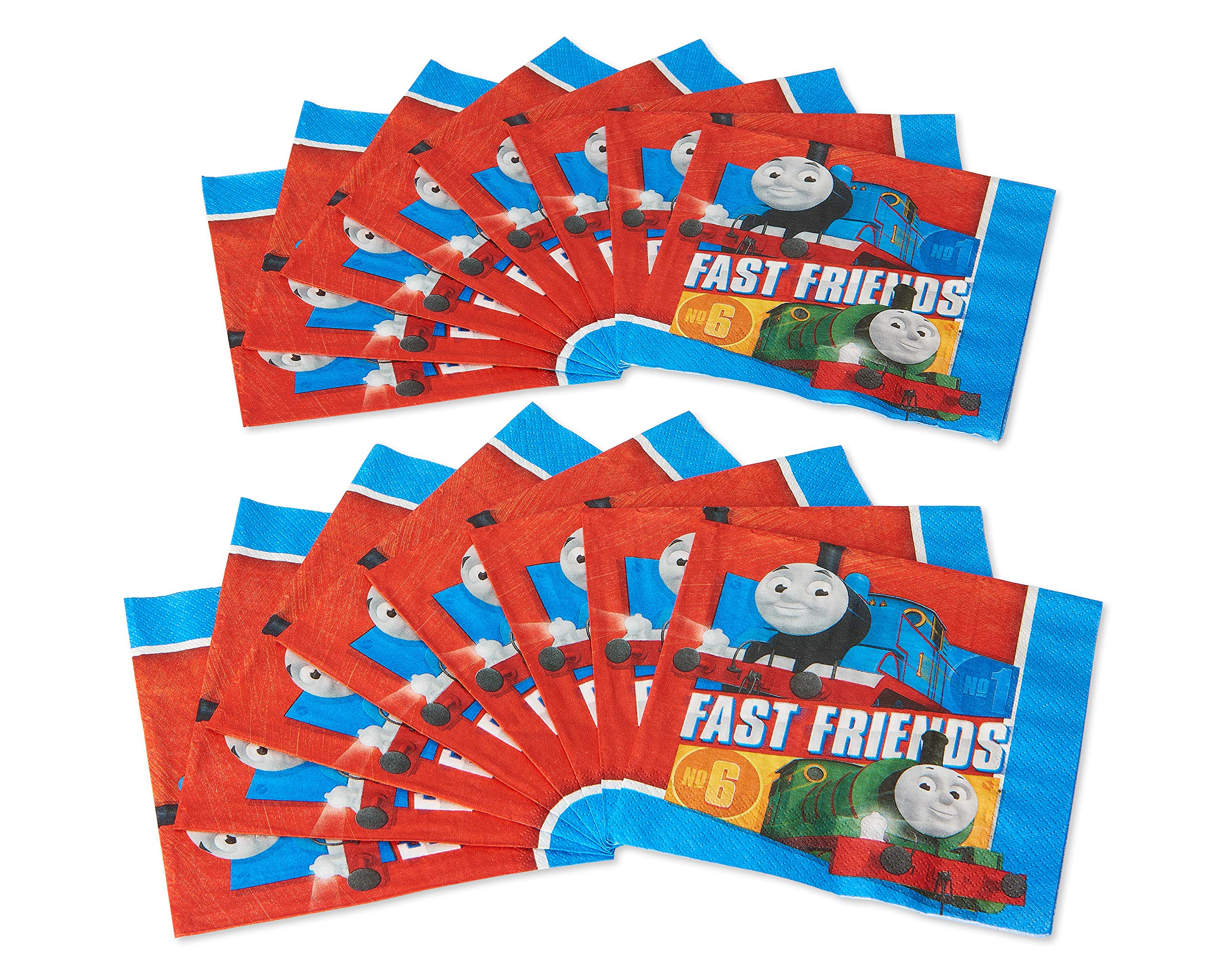 Multicolor Thomas All Aboard Luncheon Napkins ( 6.5'' X 6.5'' ) - Pack Of 16, Premium Quality & Eye-Catching Design - Perfect Fo
