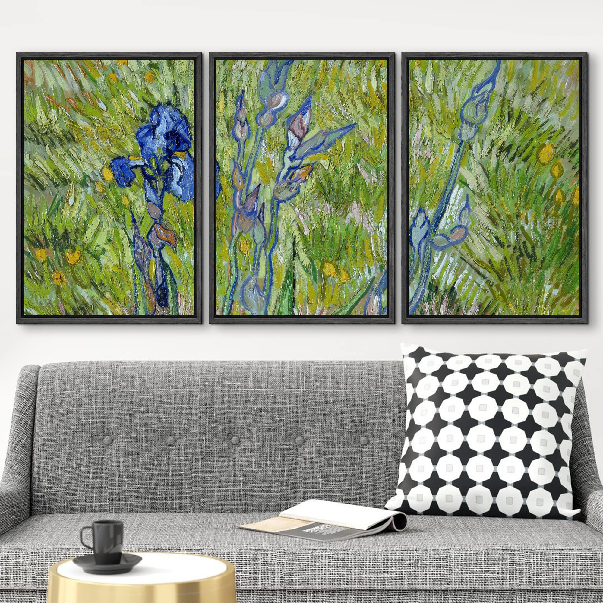 Wall26 Framed Canvas Print Wall Art Set Iris Flowers Vincent Van Gogh Classical Illustrations Fine Art Decorative Historic For L