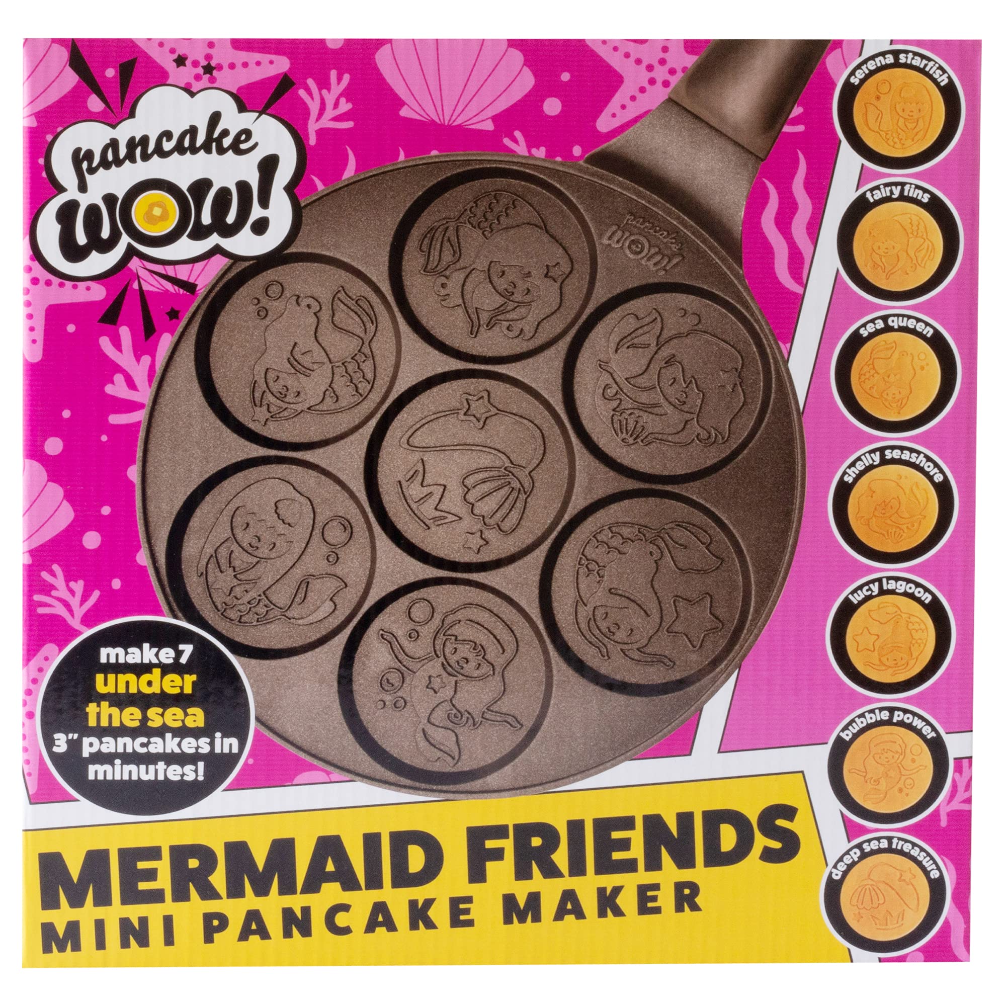 Mermaid Mini Pancake Pan - Make 7 Different Flapjack Mermaids, Nonstick Pan Cake Maker Griddle For Under The Sea Fun & Easy Clea