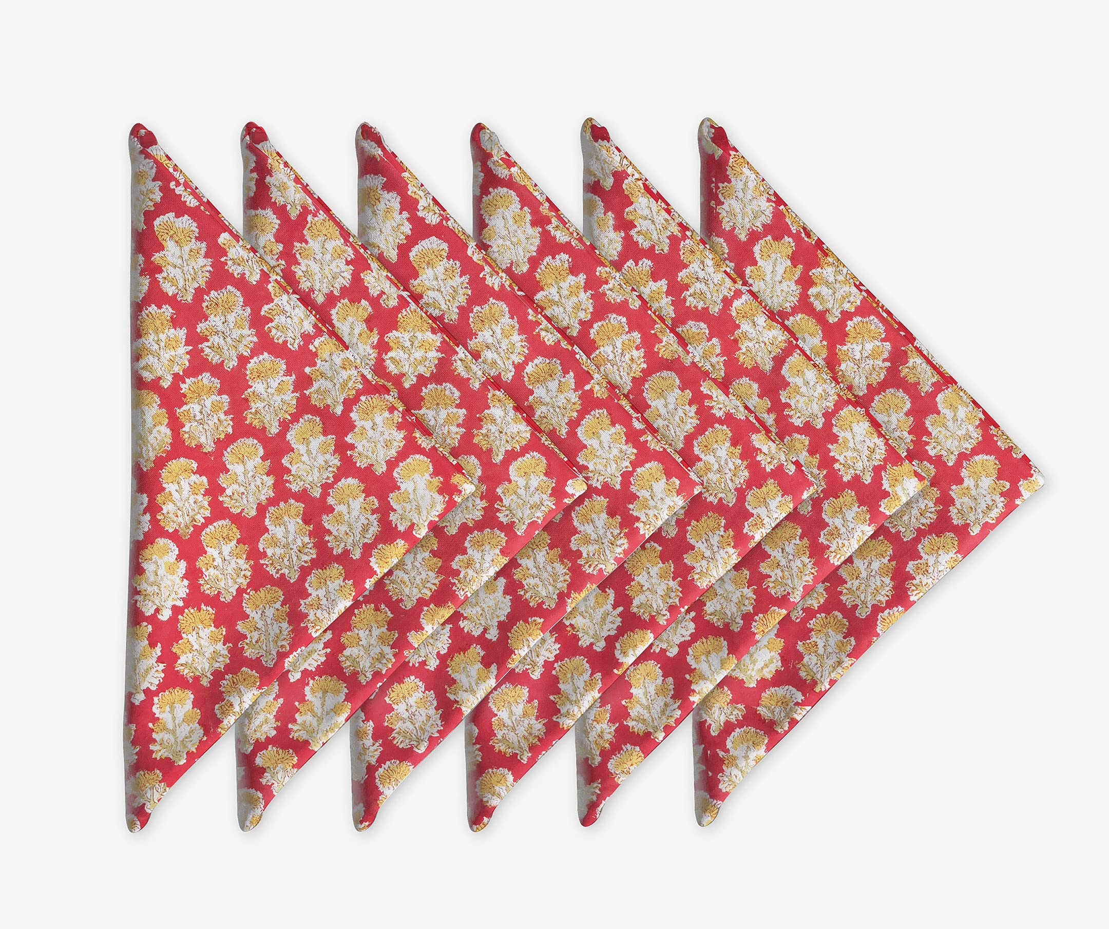 Craftbot Cotton Dinner Napkins 18X18 Inches - Washable Cloth Napkins Set Of 6 - Everyday Use Or Dinner Party And Events - Red Li