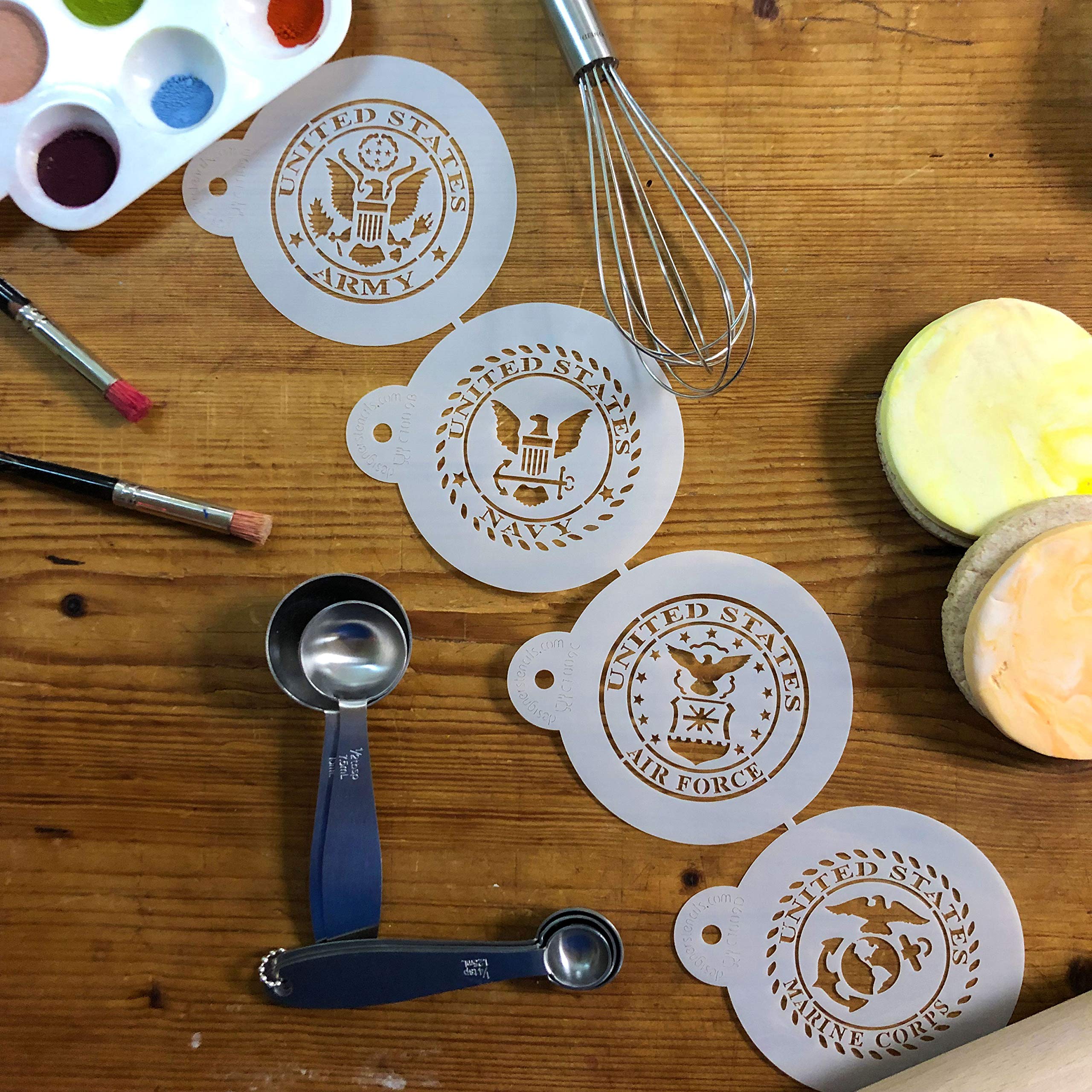 Us Military Seals Cookie Stencil Set | Baking Stencils For Royal Icing Cookies, Airbrush Cookies | Military Stencil Template Us