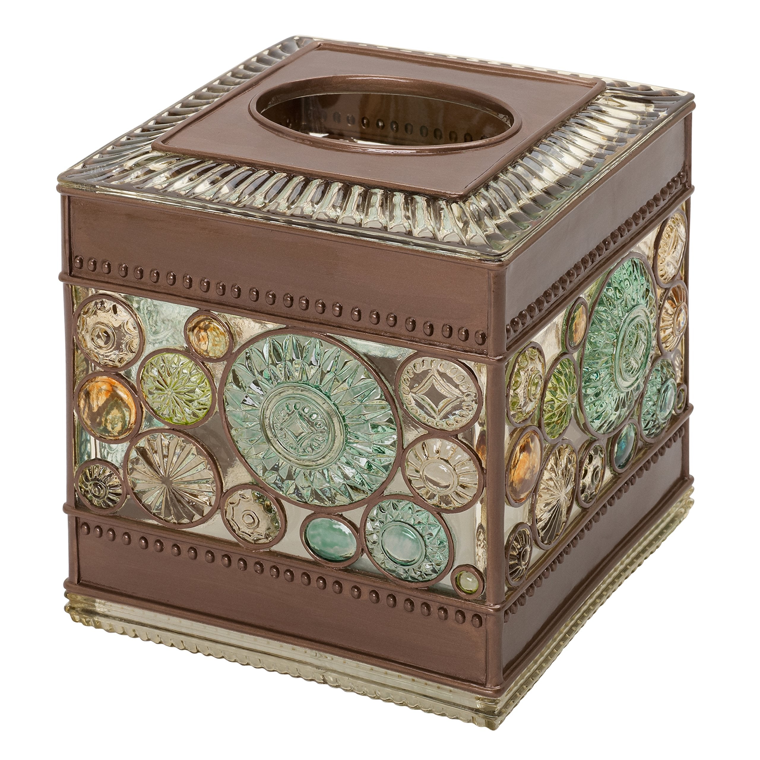 Zenna Home Boddington, Bronze Finish With Glass-Like Resin Bathroom Accessory Tissue Box Cover