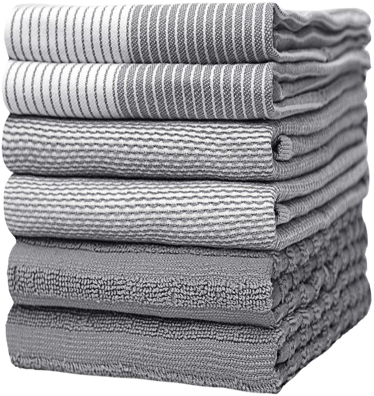 Premium Kitchen,Hand Towels (20   X 28   , 6 Pack) Large Cotton, Dish, Flat & Terry Towel Highly Absorbent Tea Towels Set With H