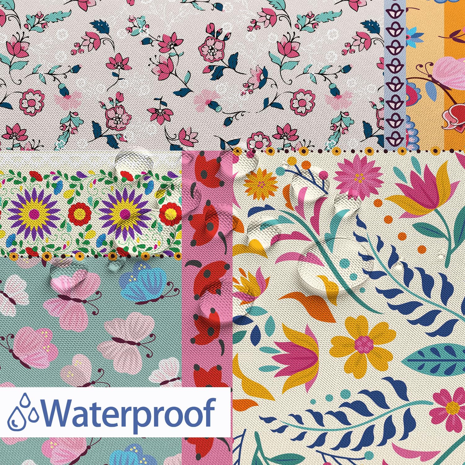 Boho Patchwork Shower Curtain, Vintage Bohemian Paisley Stitching Floral Shower Curtain Art With Hooks, Retro Farmhouse Cottage