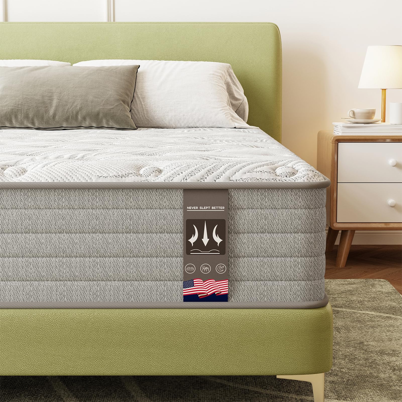 Queen Mattress 12 Inch, Hybrid Queen Size Mattresses In A Box With Gel Memory Foam And Individually Pocket Innerspring, Medium F