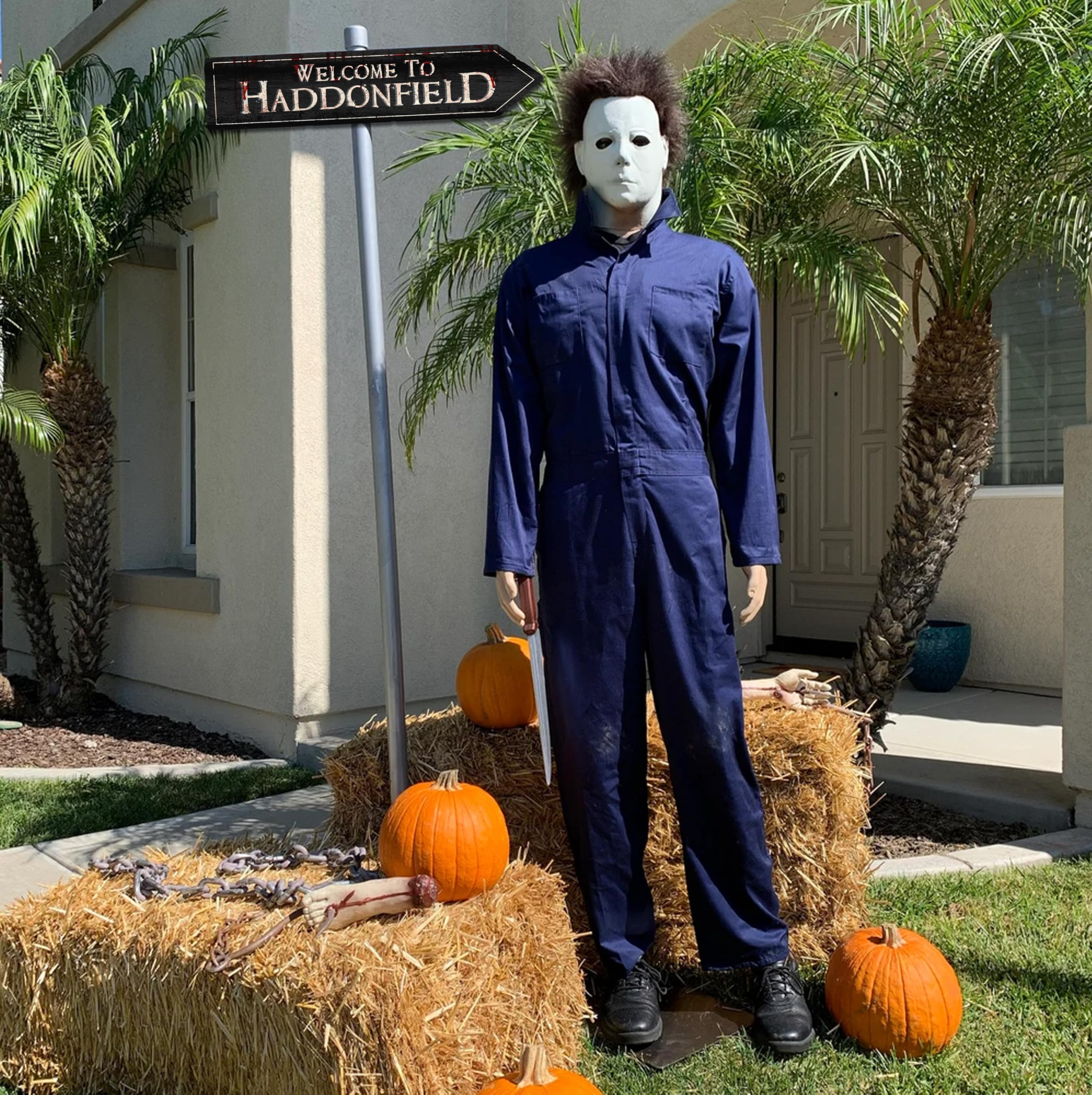 Flinelife Welcome To Haddonfield Sign,16x6,Horror Movie Signs,Haunted House Decor - Perfect For Horror Movie Fans