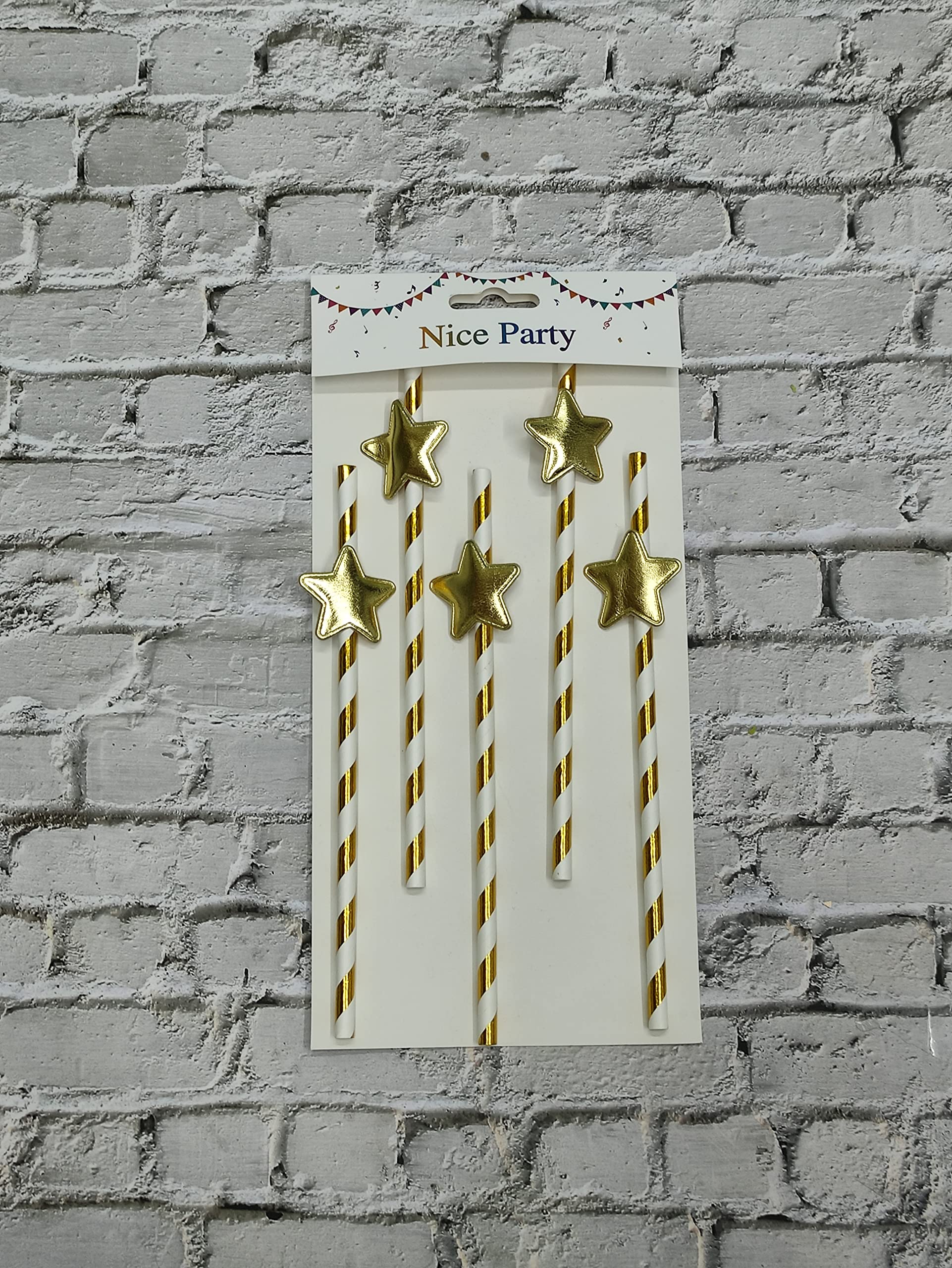 Cake Decor 5Pcs Golden Star Straw Topper For Cake Decoration(SbStraw342Golden)