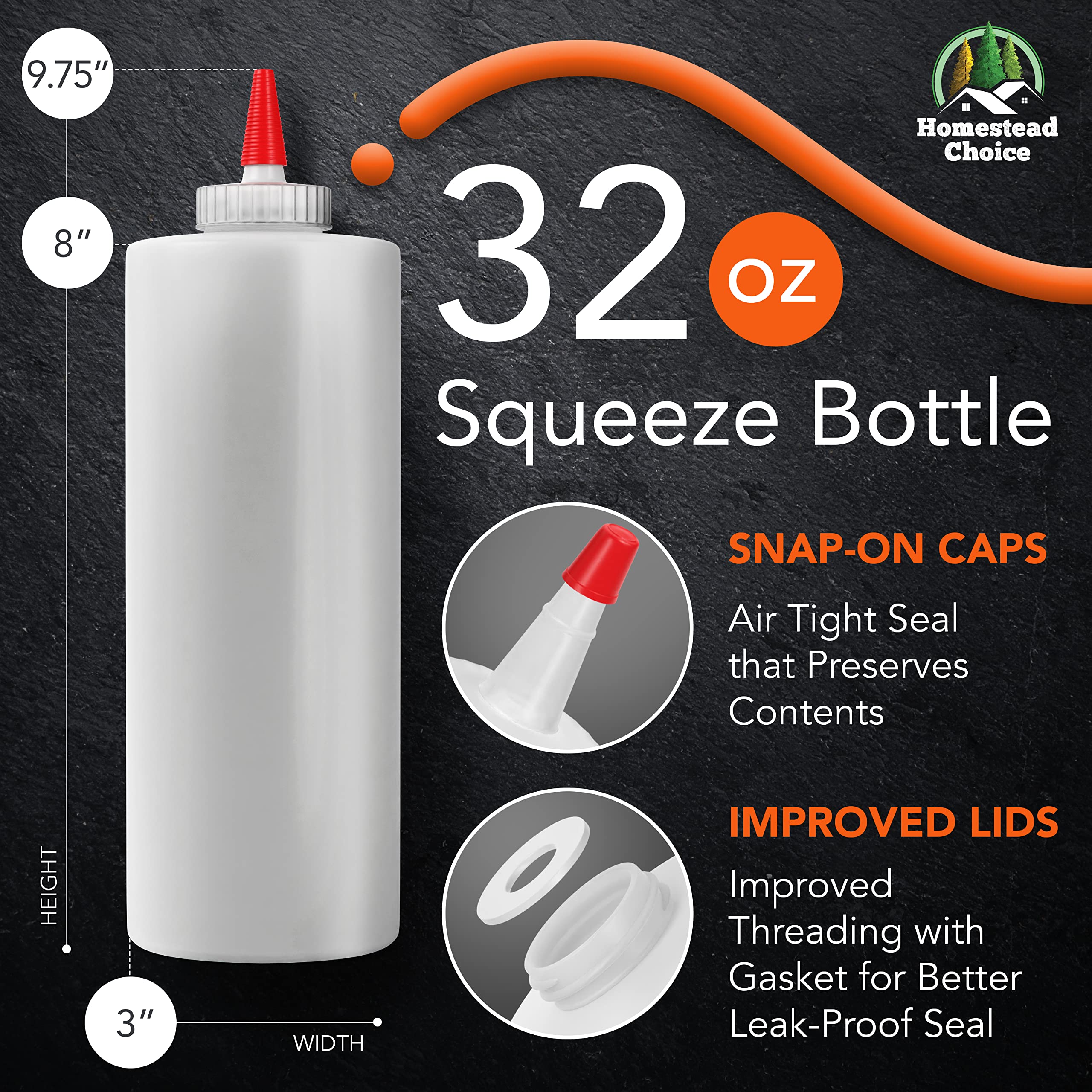 5-Pack Plastic Squeeze Bottles For Sauces - 32 Oz Condiment Squeeze Bottles For Liquids - Made In Usa - Bpa Free Squirt Bottles