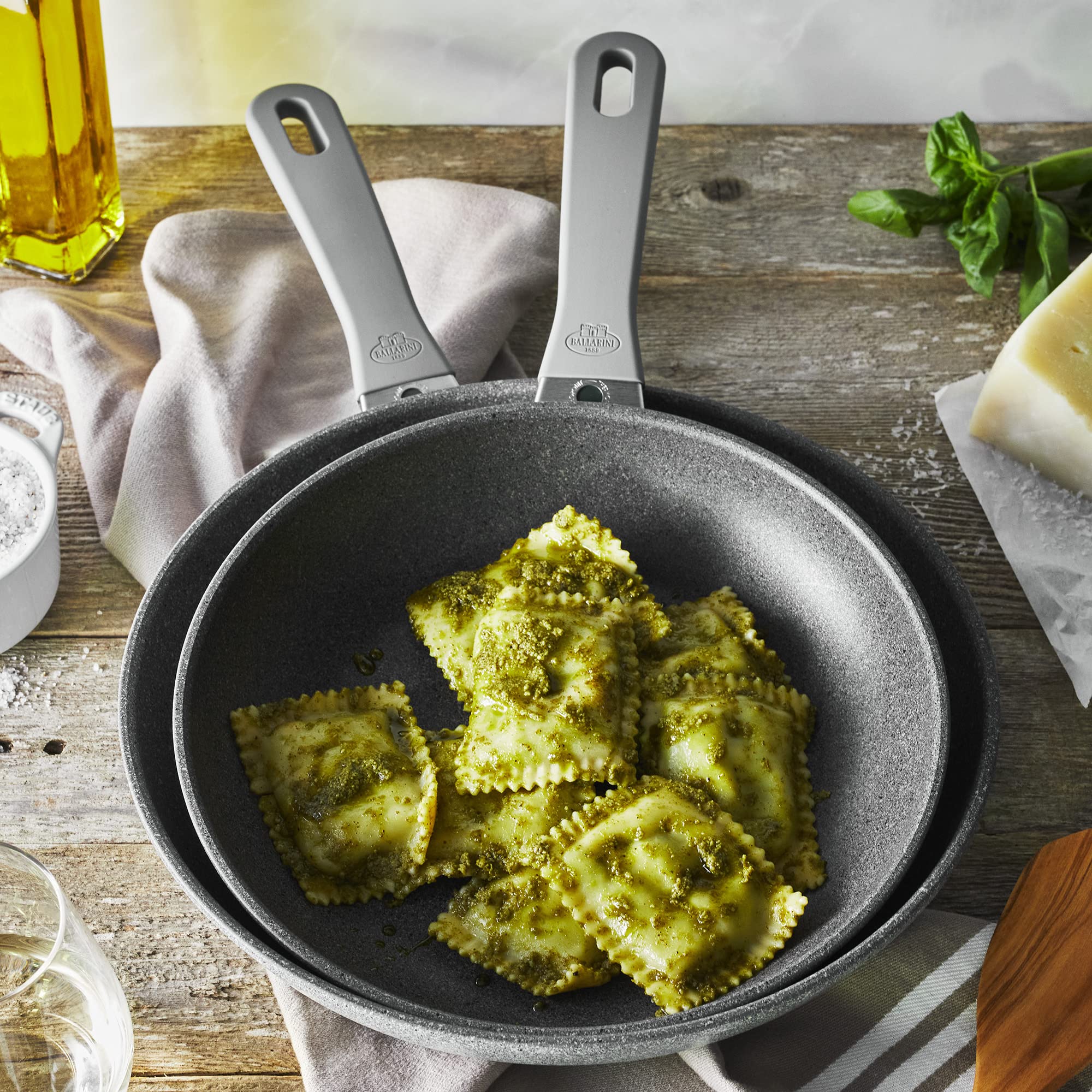 BALLARINI 2-pc Aluminum Nonstick Fry Pan Set, Gray, Model 75003-103-0, Made in Italy