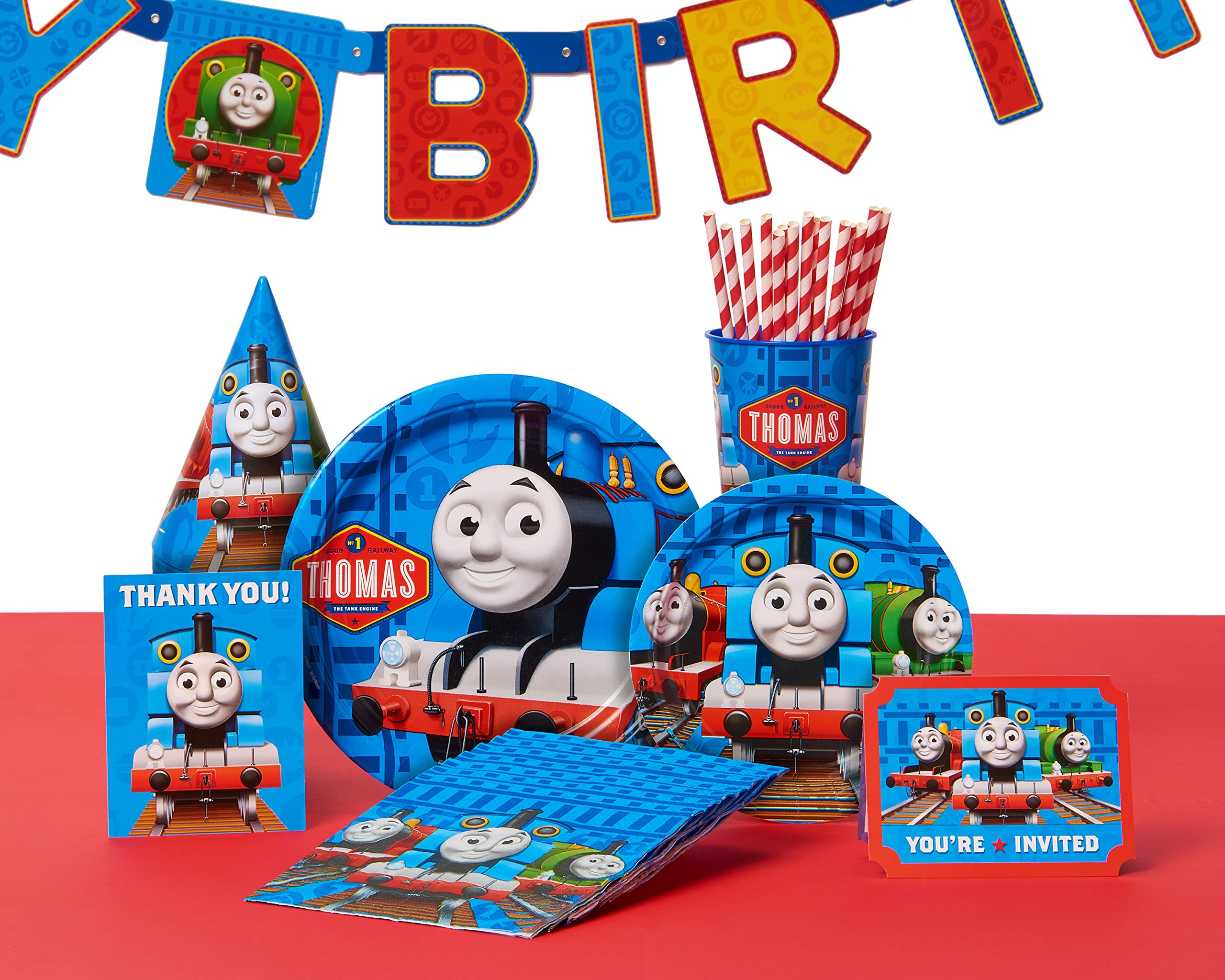 Multicolor Thomas All Aboard Luncheon Napkins ( 6.5'' X 6.5'' ) - Pack Of 16, Premium Quality & Eye-Catching Design - Perfect Fo