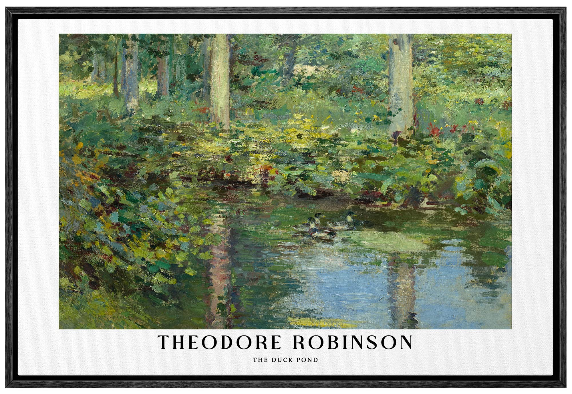 Wall26 Framed Canvas Print Wall Art The Duck Pond By Theodore Robinson Historic Classical Illustrations Fine Art Decorative Vint