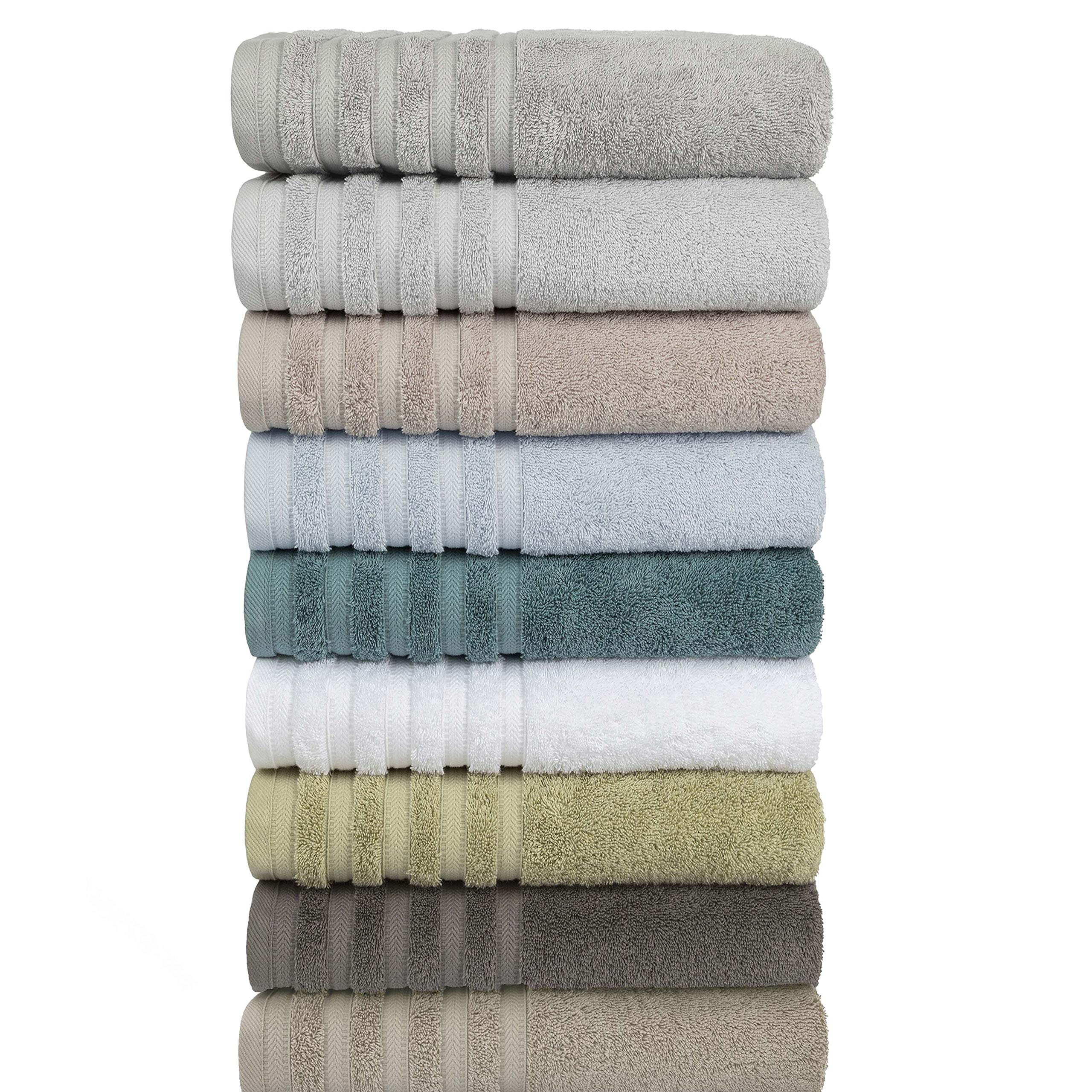 Baltic Linen Pure Elegance 100% Turkish Cotton Luxury Towels, 2 Bath Towels, 2 Hand Towels, 2 Washcloths, Sterling, 6 Piece Set
