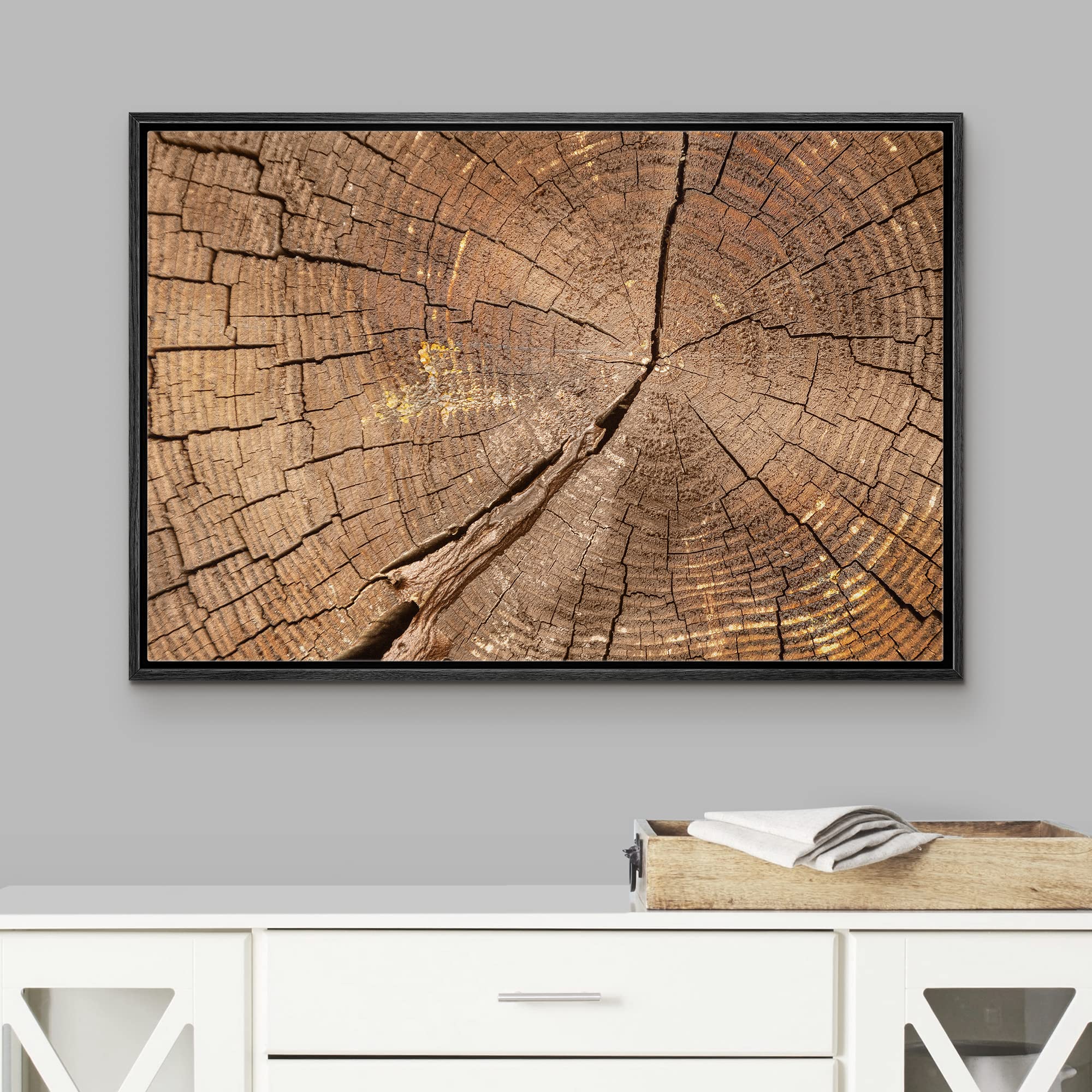Wall26 Framed Canvas Print Wall Art Close Up Of Brown Wood Rings Nature Wilderness Photography Rustic Botanical Modern Floral Re