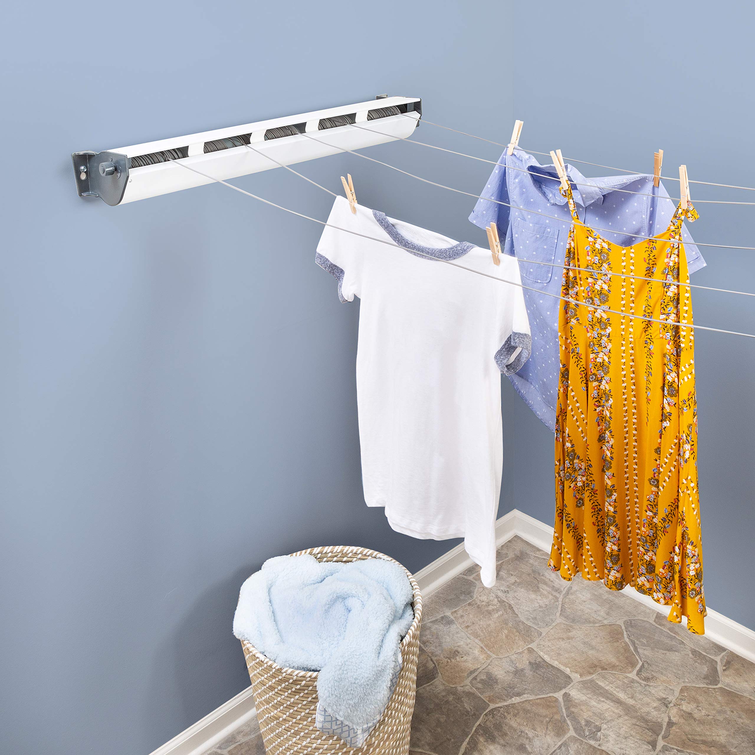 Honey Can Do,Alloy Steel 5-Line Retractable Outdoor Clothesline Dry-03113 White, 37.01'' X 7.48'' X 5.98''